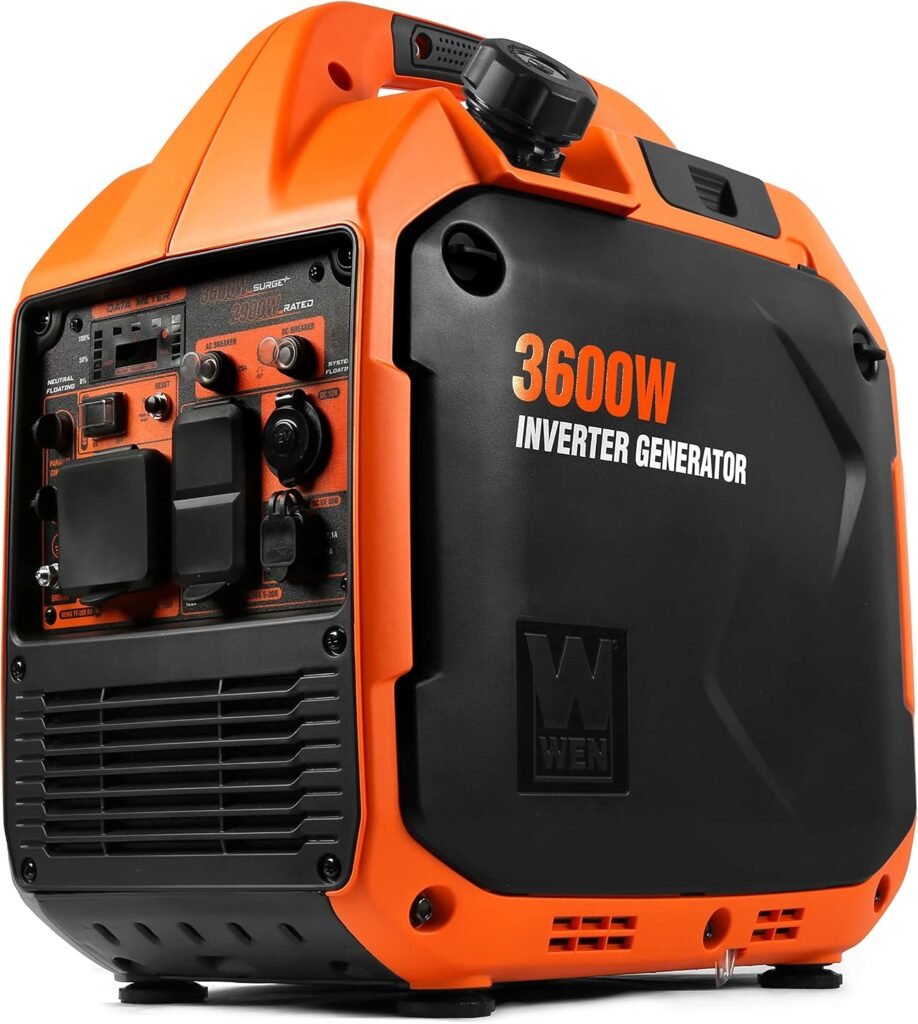 WEN 56360i Inverter Generator – 3,600W Surge/2,900W Running with Fuel Shutoff & RV Outlet – 56360i