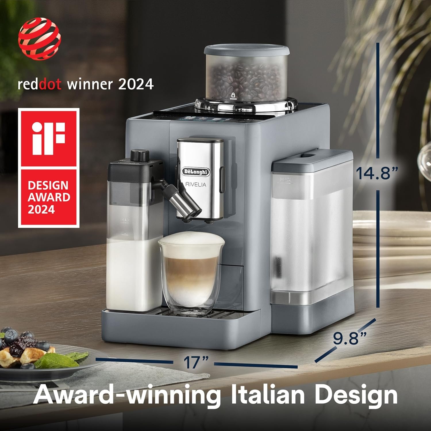 De’Longhi Rivelia Automatic Espresso Machine – 18 One-Touch Recipes with Dual Bean Hoppers - Image 3