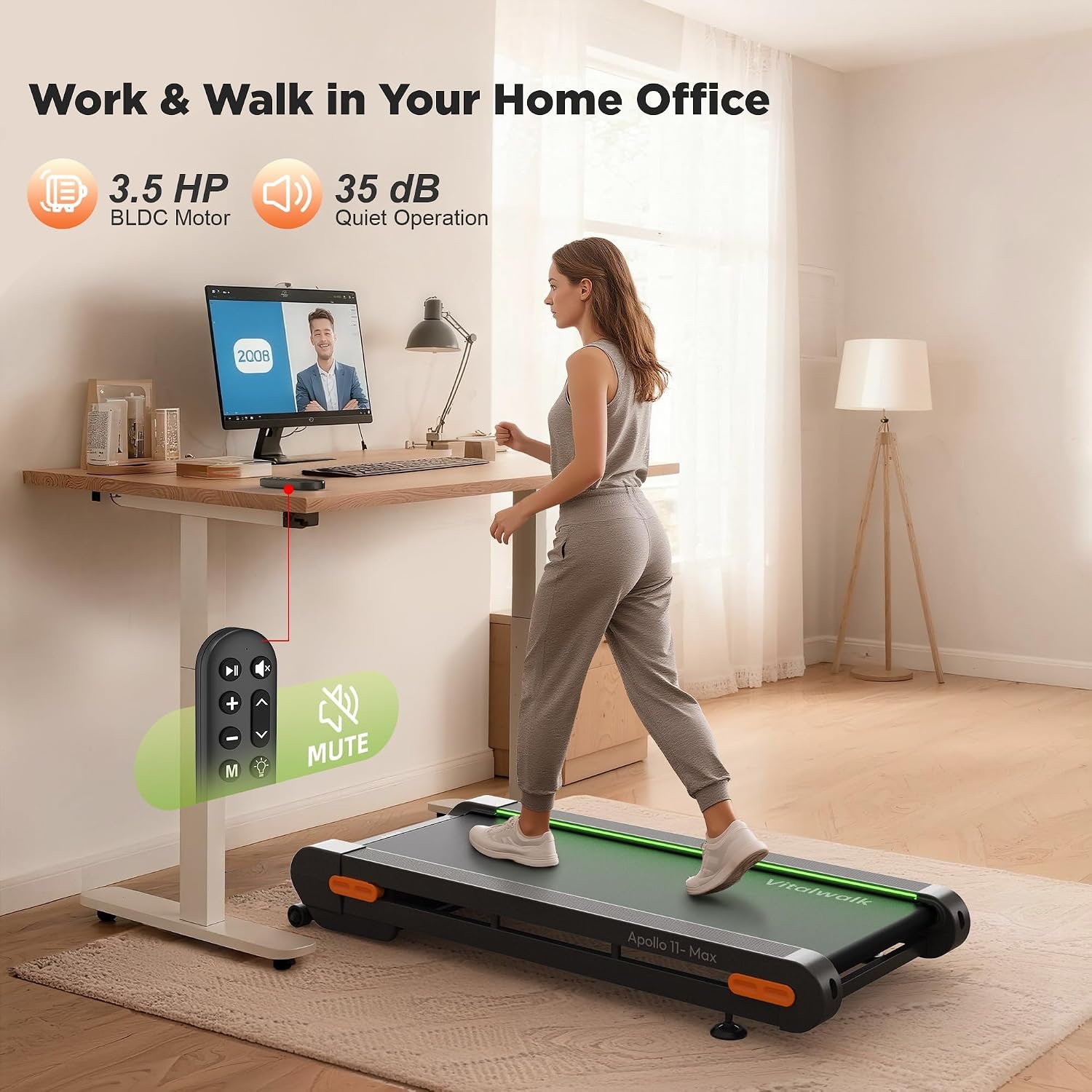 VITALWALK Apollo 11 Max Walking Pad – 20% Auto Incline with 400 lb Capacity & Full Deck Design – Apollo 11 Max - Image 5