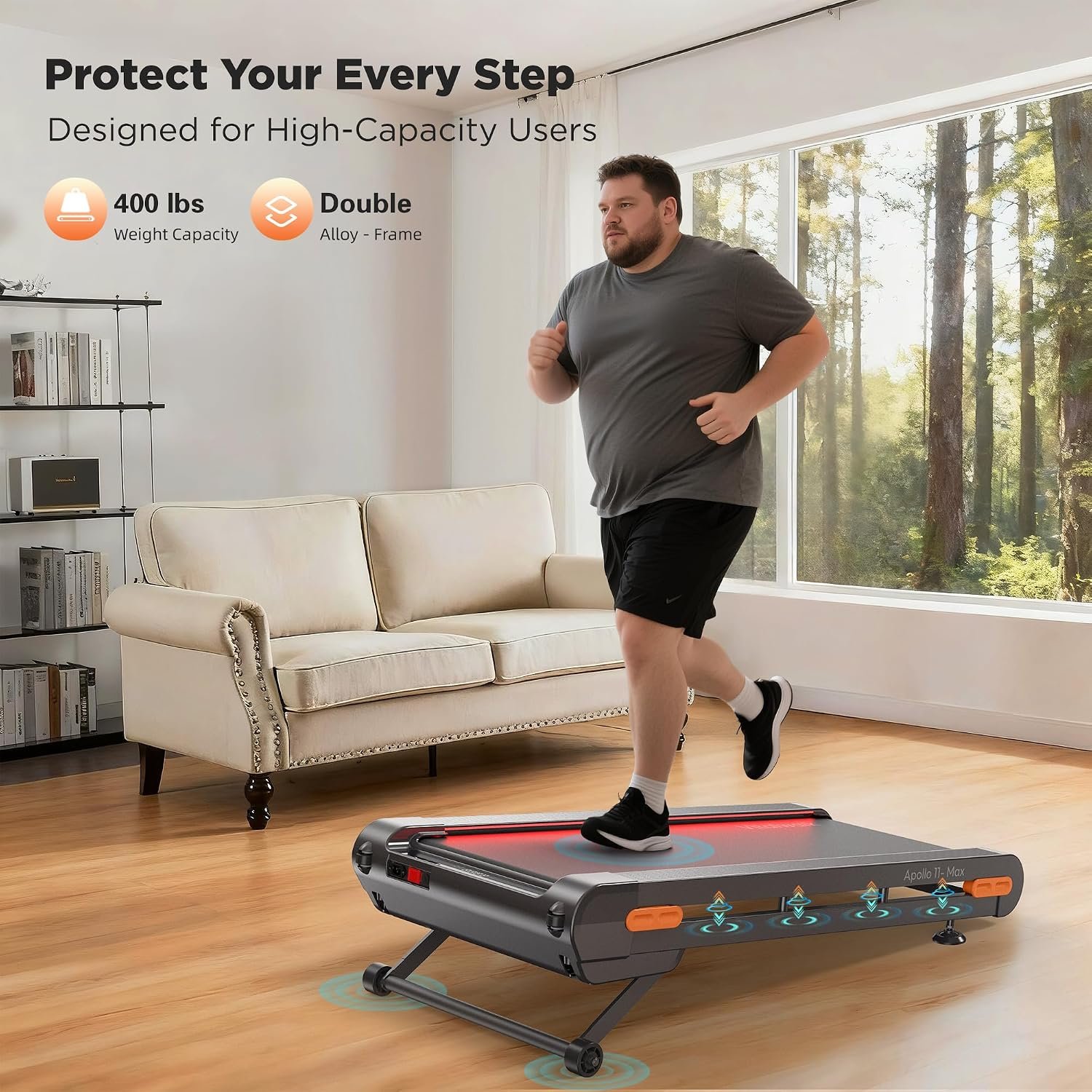 VITALWALK Apollo 11 Max Walking Pad – 20% Auto Incline with 400 lb Capacity & Full Deck Design – Apollo 11 Max - Image 6