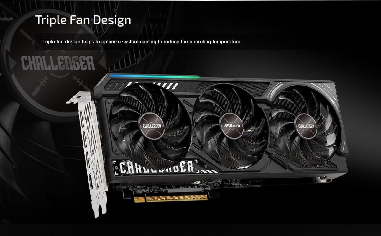 ASRock Radeon RX 9070 XT Challenger 16GB OC Graphics Card – 16GB GDDR6 with Triple Fan Cooling & 0dB Silent – RX9070XT CL 16G - Image 3