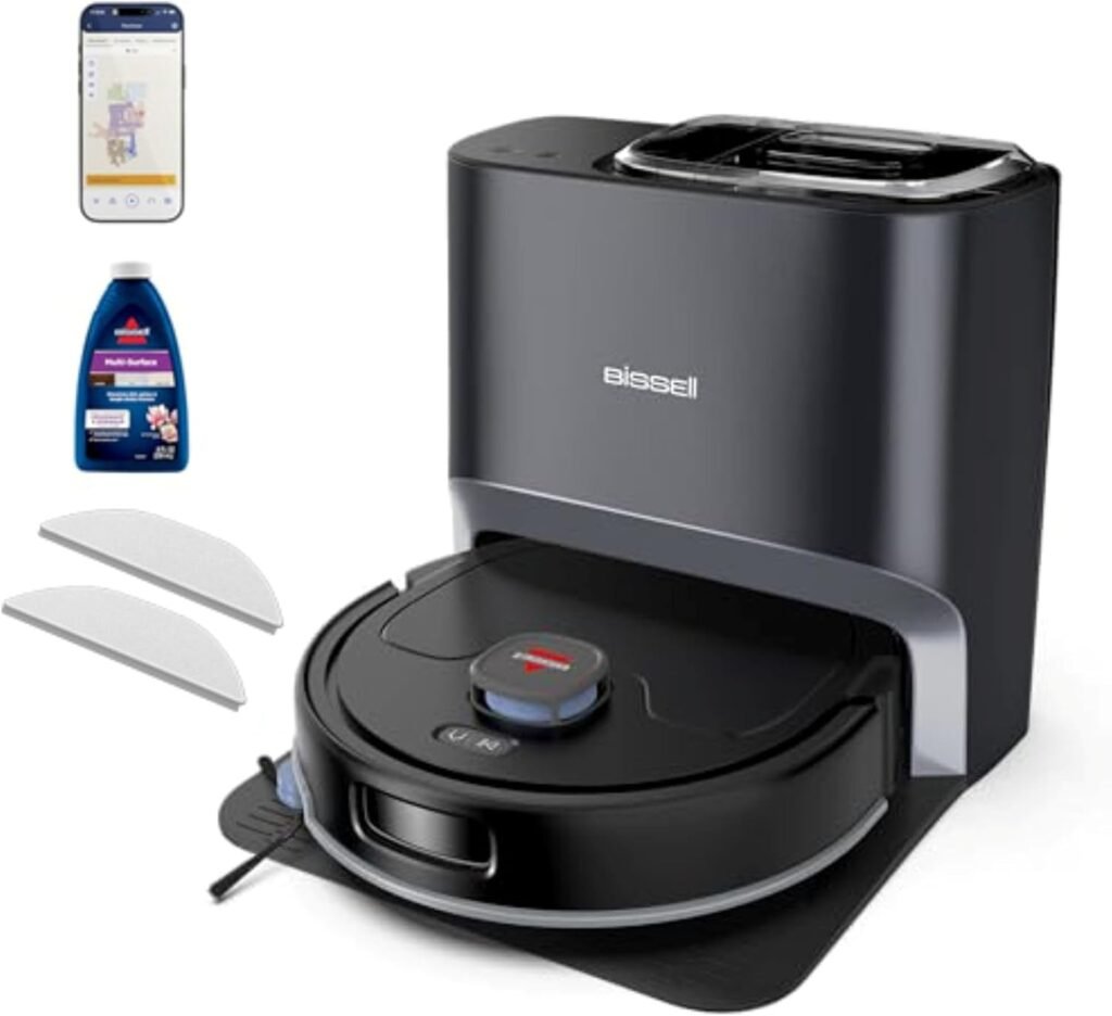 Bissell FlexClean Robot Vacuum & Mop – 6,000Pa Suction with NeverTangle Brush Roll & Self-Empty Base – 4270 (Black)