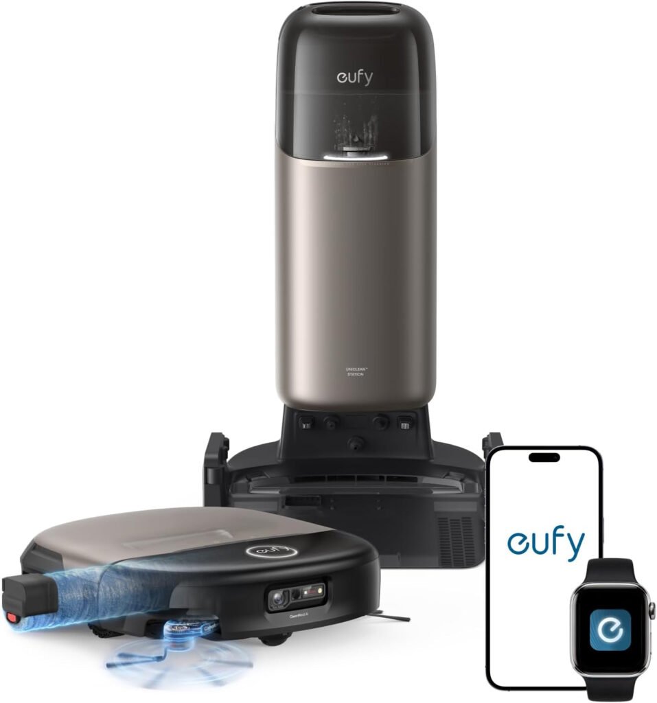 eufy Omni S2 Robot Vacuum and Mop Combo – 30,000Pa Suction with HydroJet 2.0 Self-Cleaning Roller Mop & 68-Day Self-Emptying – T2081111 (Black)