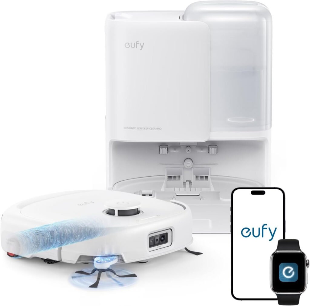 eufy E25 Robot Vacuum and Mop Combo – 20,000 Pa with HydroJet Roller Mop & All-in-One Station – T2353