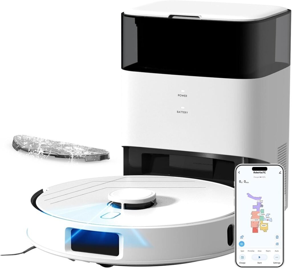 BOTLUXE T30+ Robot Vacuum and Mop Self-Emptying – 12,000Pa Suction with LiDAR Navigation & 75-Day Capacity – T30+ (White)