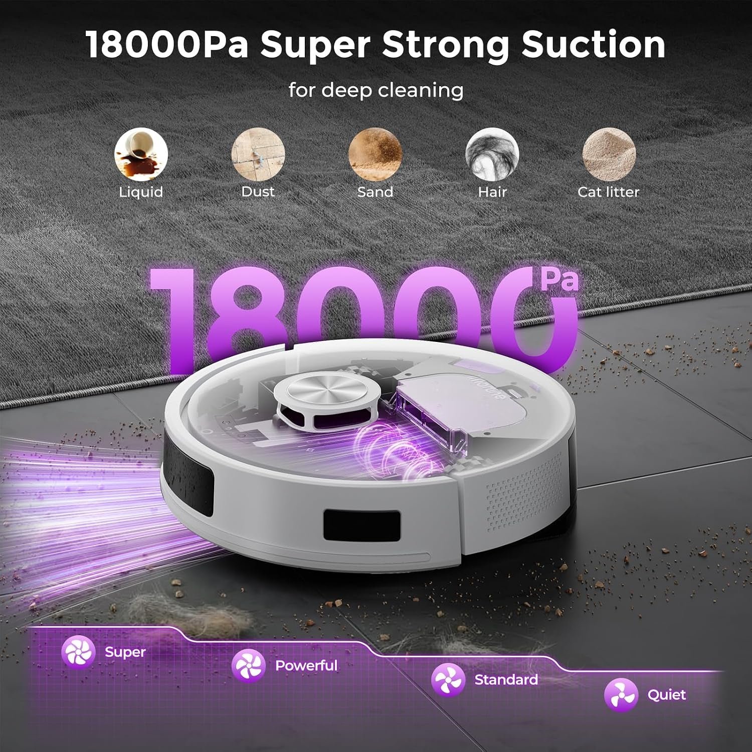 iMartine D16S MAX Robot Vacuum and Mop Combo – 18,000Pa Suction with Bagless Self-Emptying & LiDAR Navigation – D16S MAX - Image 3