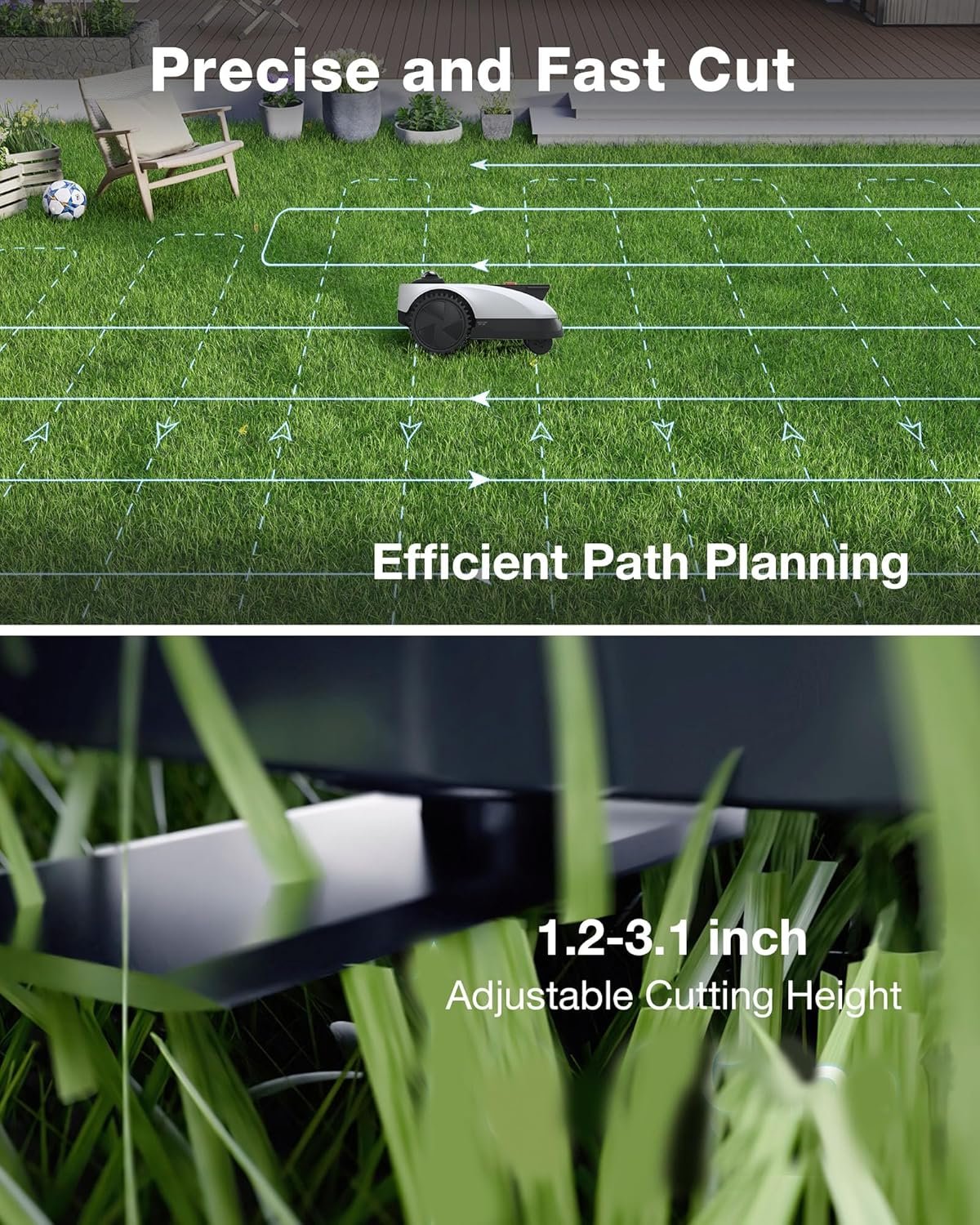 ECOVACS GOAT O1000 LiDAR PRO Robot Lawn Mower – Wire-Free LiDAR Navigation with AI Obstacle Avoidance & Edge Trimming for 1/4 Acre - Image 6