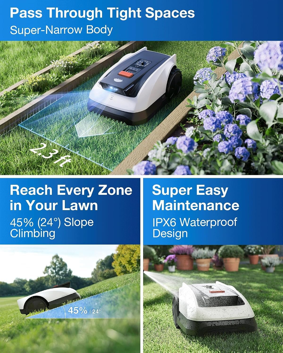 ECOVACS GOAT O1000 RTK CARE Robot Lawn Mower – RTK Navigation with Extra Blades for 1/4 Acre – O1000 RTK CARE - Image 6