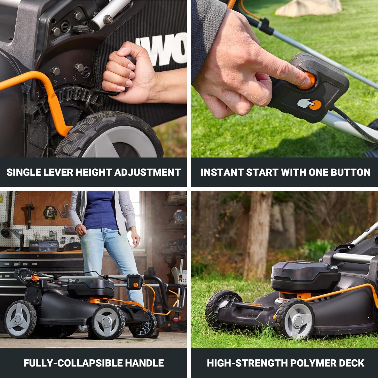 WORX 40V 21″ Push Cordless Lawn Mower with (2) 5.0Ah Batteries – WG752 - Image 6