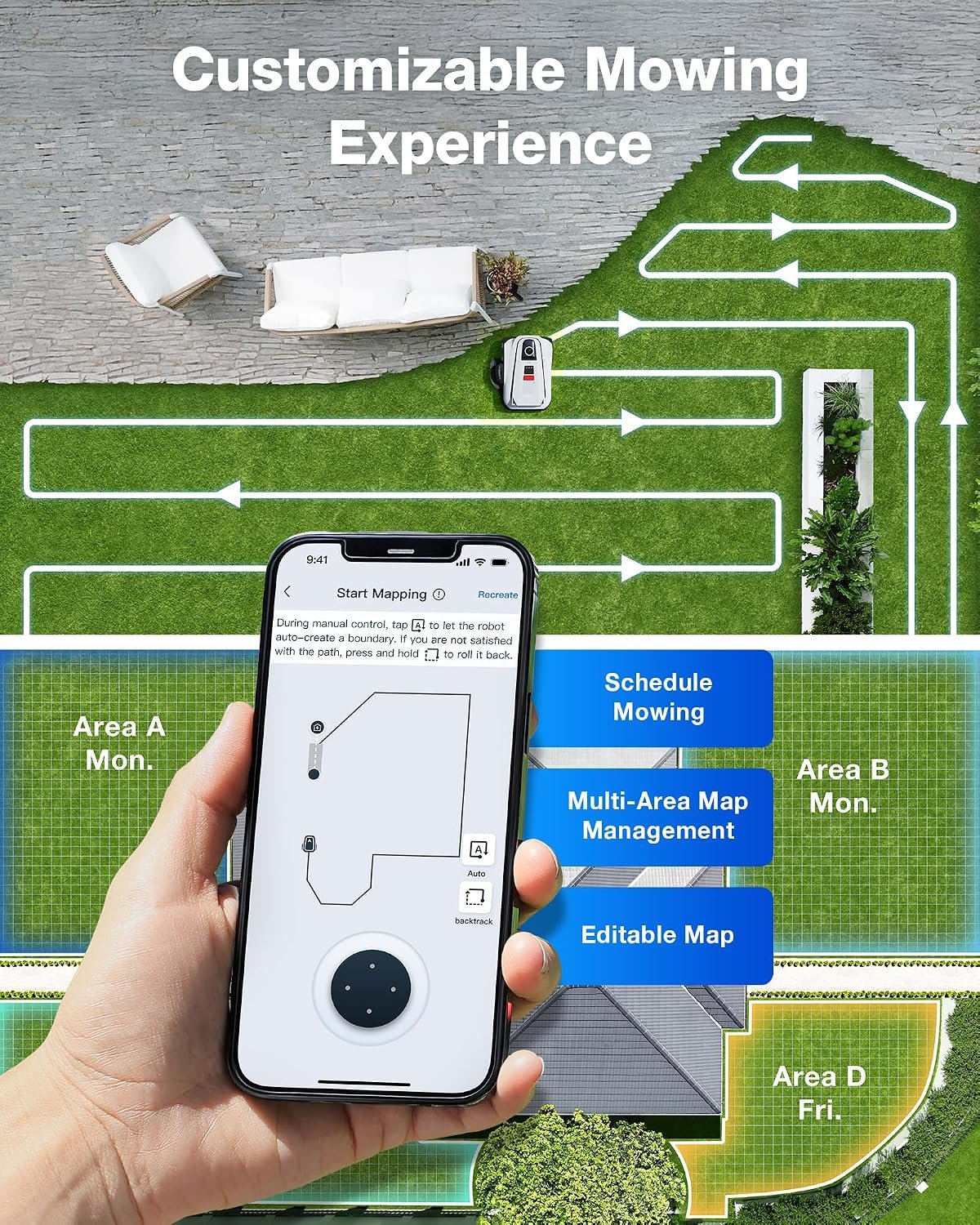 ECOVACS GOAT A2000 LiDAR PRO Robot Lawn Mower – Dual LiDAR Navigation with Built-In Trimmer for 1/2 Acre – A2000 LiDAR PRO - Image 6