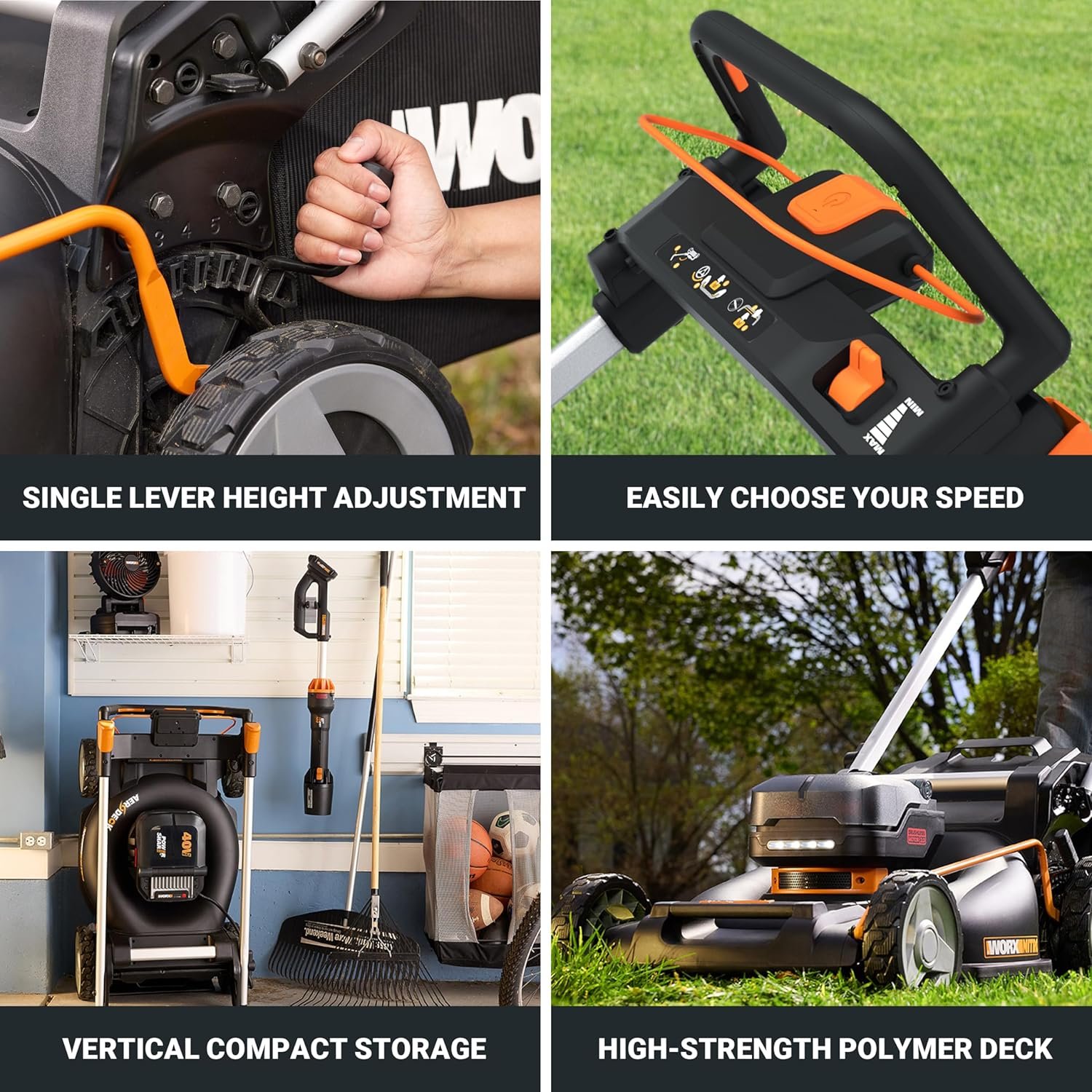 WORX 40V 21″ Self-Propelled Cordless Lawn Mower with (2) 5.0Ah Batteries – WG760 - Image 5
