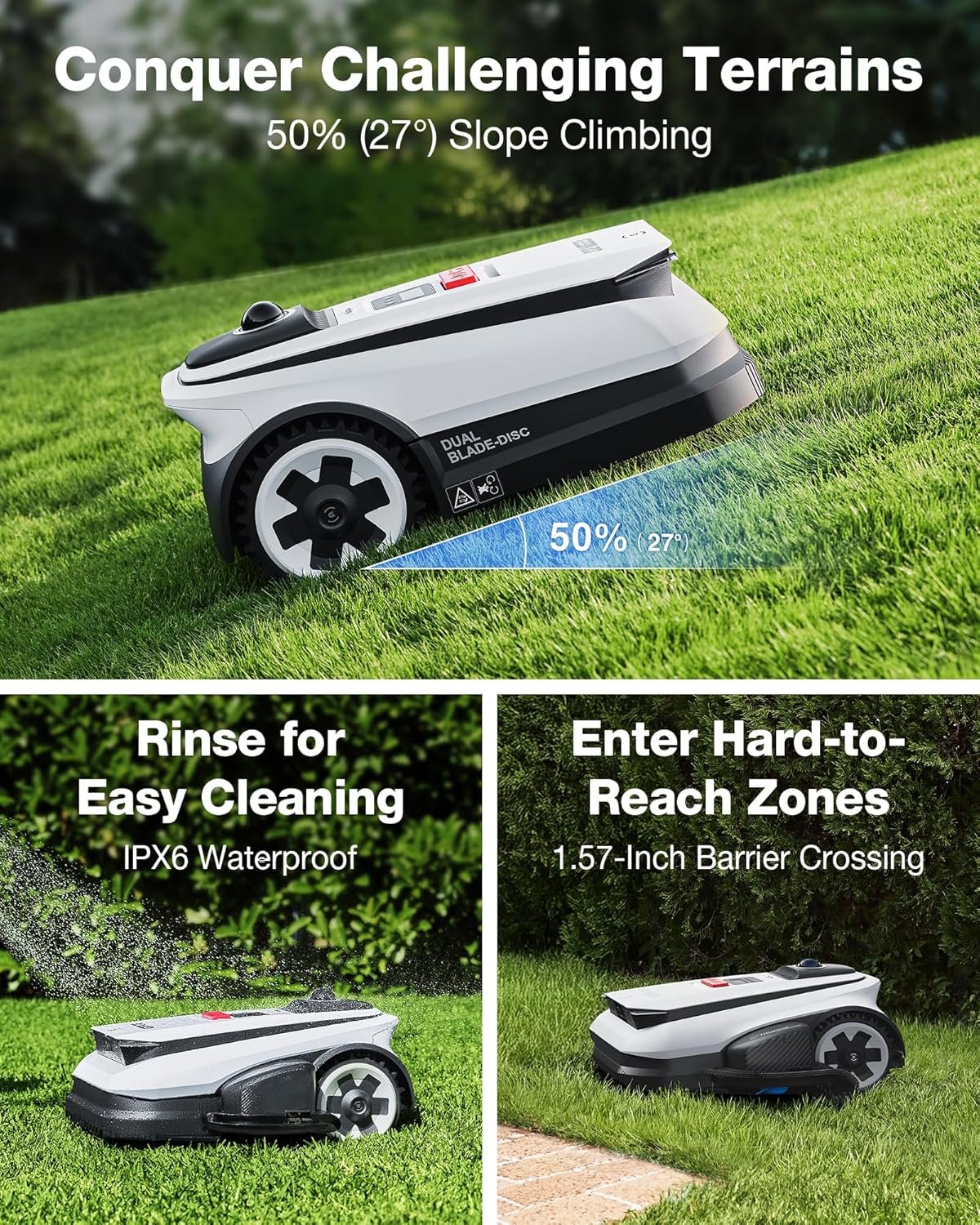 ECOVACS GOAT A2000 LiDAR PRO Robot Lawn Mower – Dual LiDAR Navigation with Built-In Trimmer for 1/2 Acre – A2000 LiDAR PRO - Image 7