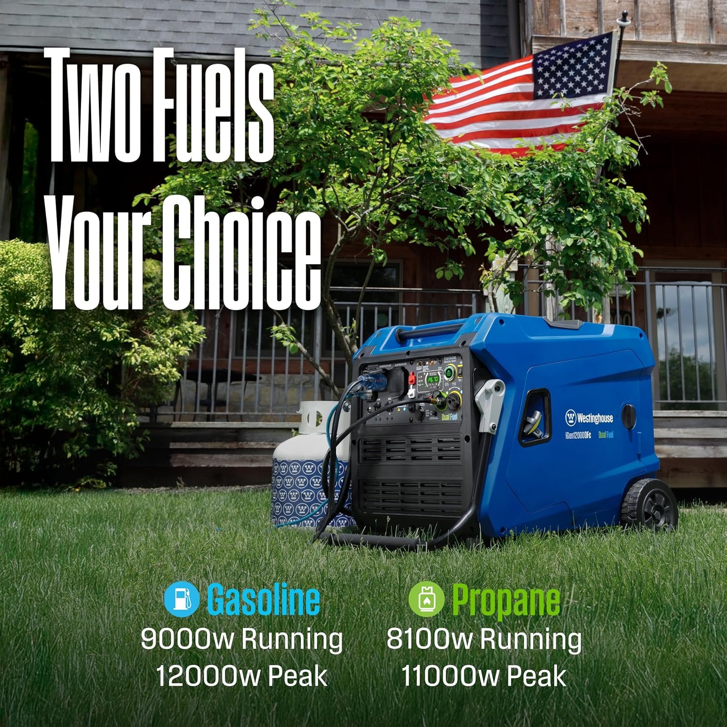 Westinghouse iGen12000DFc Dual Fuel Portable Inverter Generator – 12,000W Peak/9,000W Running with Remote Start & CO Sensor – iGen12000DFc - Image 5