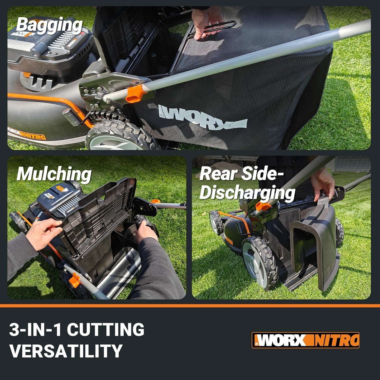 WORX 40V 21″ Push Cordless Lawn Mower with (2) 5.0Ah Batteries – WG752 - Image 5