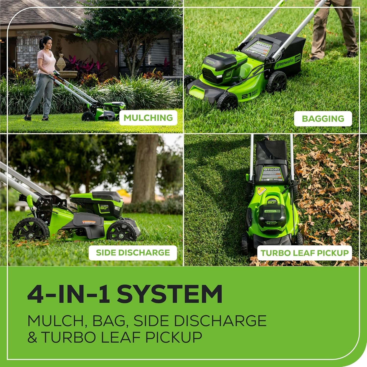 Greenworks 60V 21″ Push Lawn Mower with 5.0Ah Battery & Charger – MO60L516 - Image 8