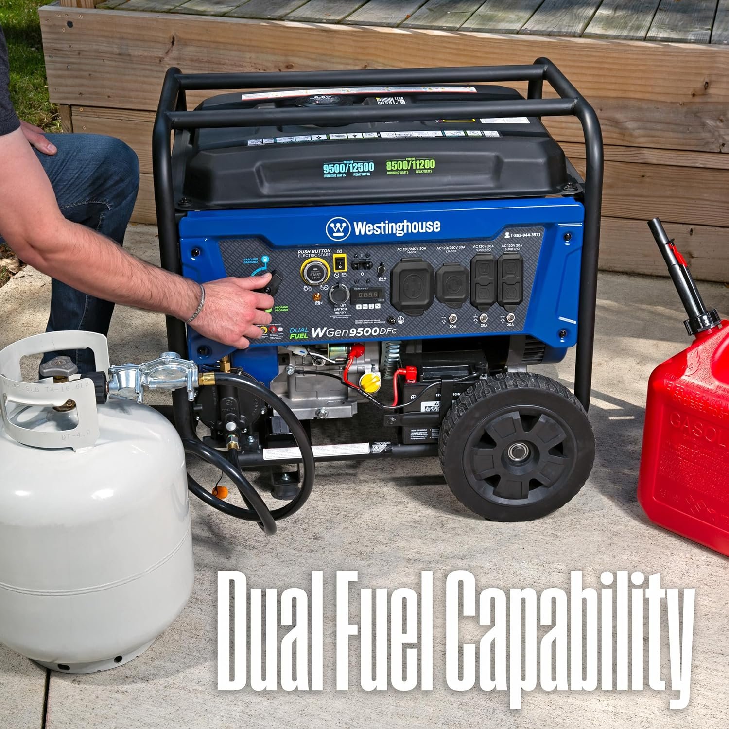 Westinghouse WGen9500DFc Dual Fuel Portable Generator – 12,500W Gas/11,200W Propane with Remote Start & CO Sensor – WGen9500DFc - Image 5
