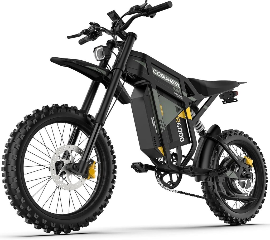 COSWHEEL R6000 Electric Dirt Bike – 7000W Peak Motor with 60V 30Ah Battery & 55 MPH – R6000