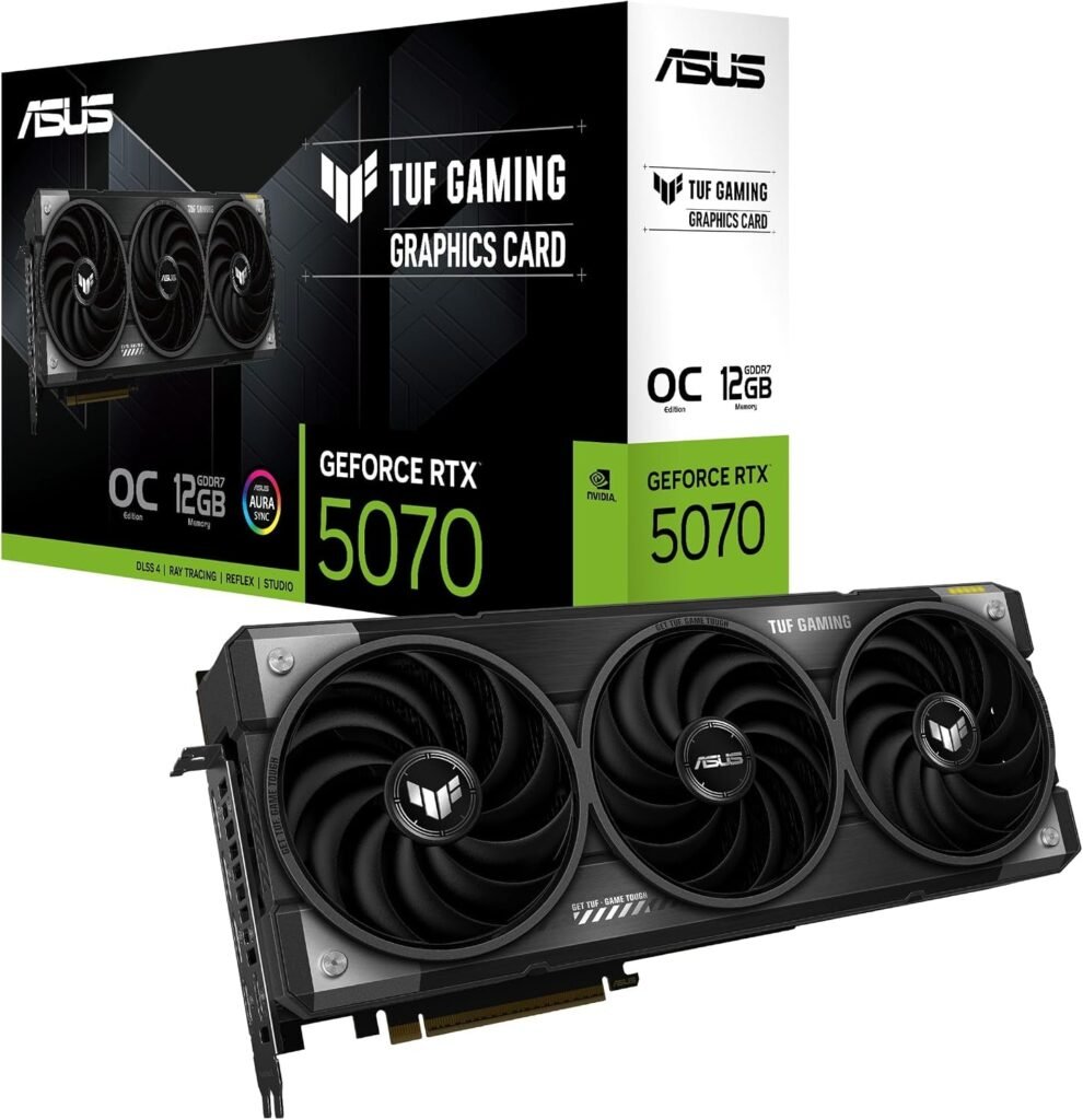 ASUS TUF Gaming GeForce RTX 5070 OC Edition Graphics Card – 12GB GDDR7 with Military-Grade Components & Axial-Tech Fans – TUF-RTX5070-O12G-GAMING