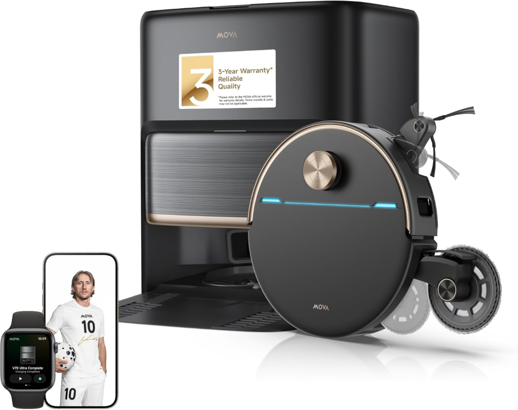MOVA V70 Ultra Complete Robot Vacuum and Mop – 42,000Pa Suction with Dual MaxiReachX Extension & Bagless Auto-Empty Dock – MOVA V70 Ultra Complete