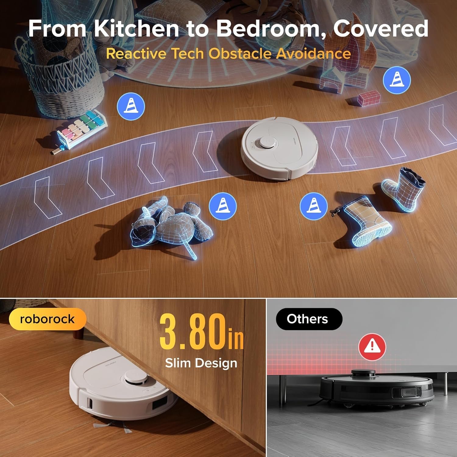 roborock Qrevo S Pro Robot Vacuum and Mop – 18,500Pa Suction with 167°F Mop Self-Cleaning & Anti-Tangle Brushes – White - Image 6