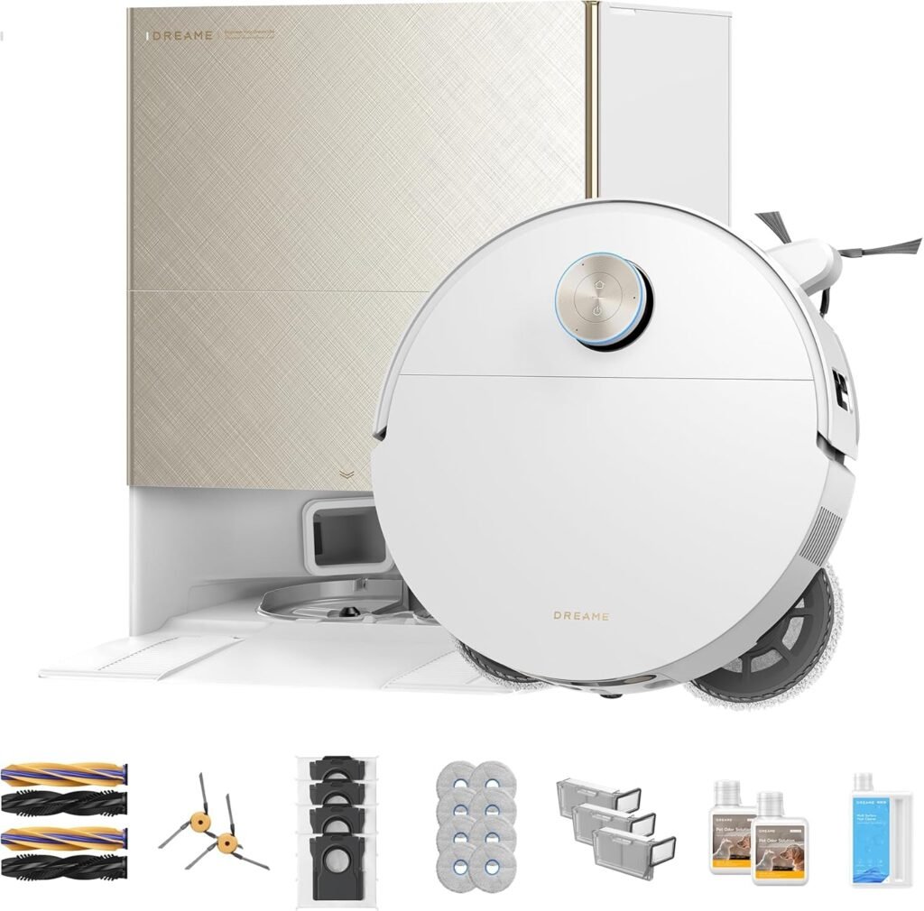 Dreame X60 Max Ultra Complete Robot Vacuum and Mop – 35,000Pa Suction with 3.13″ Ultra-Thin Design & 10-in-1 Dock – RLX87DE (White)