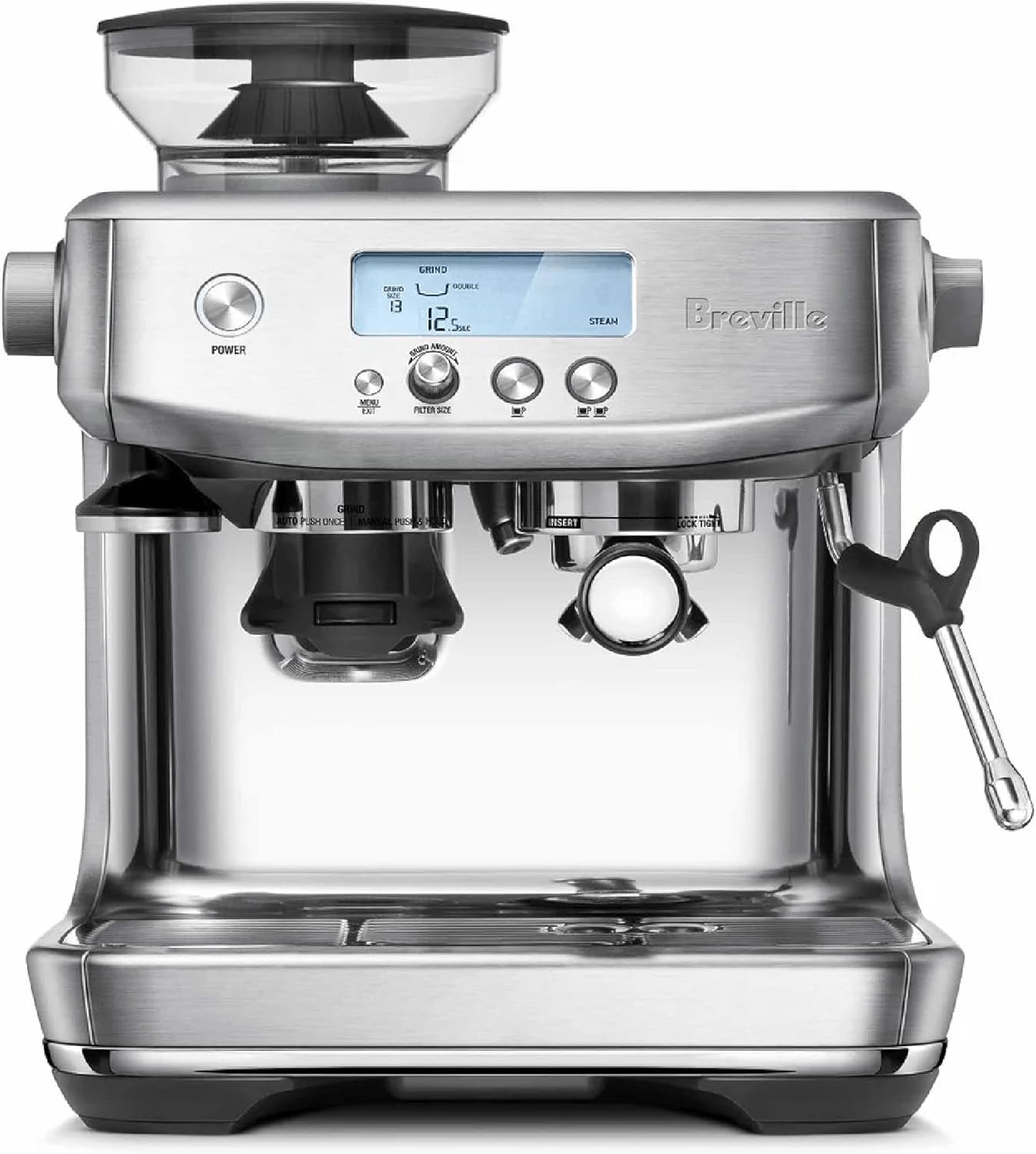 Breville Barista Pro Espresso Machine – Built-in Grinder with ThermoJet Heating & LCD Display – BES878BSS1BUS1