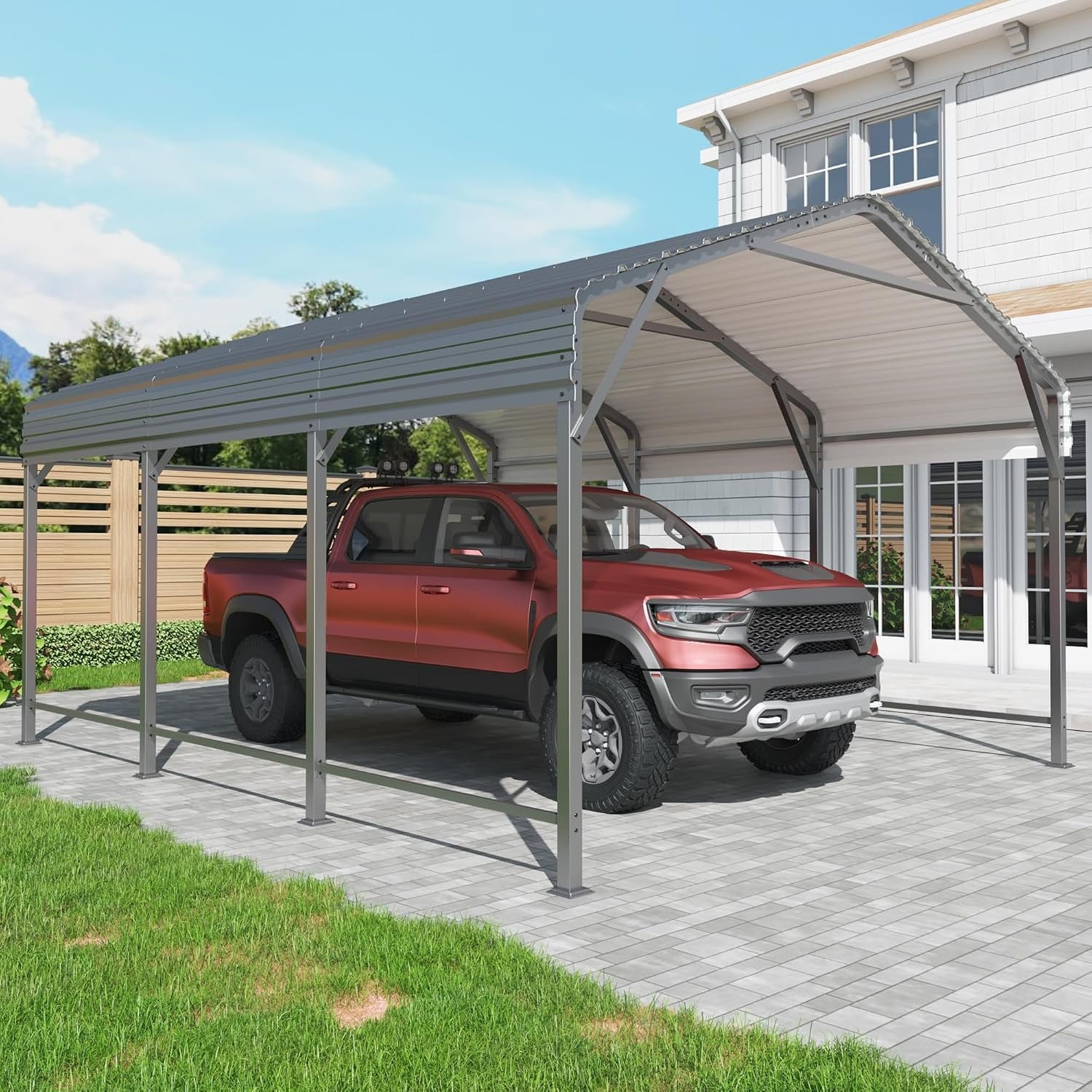 AirWire 20×40 FT Heavy Duty Metal Carport Shelter – Reinforced Steel Garage for Truck, Boat, Tractor & Outdoor Events