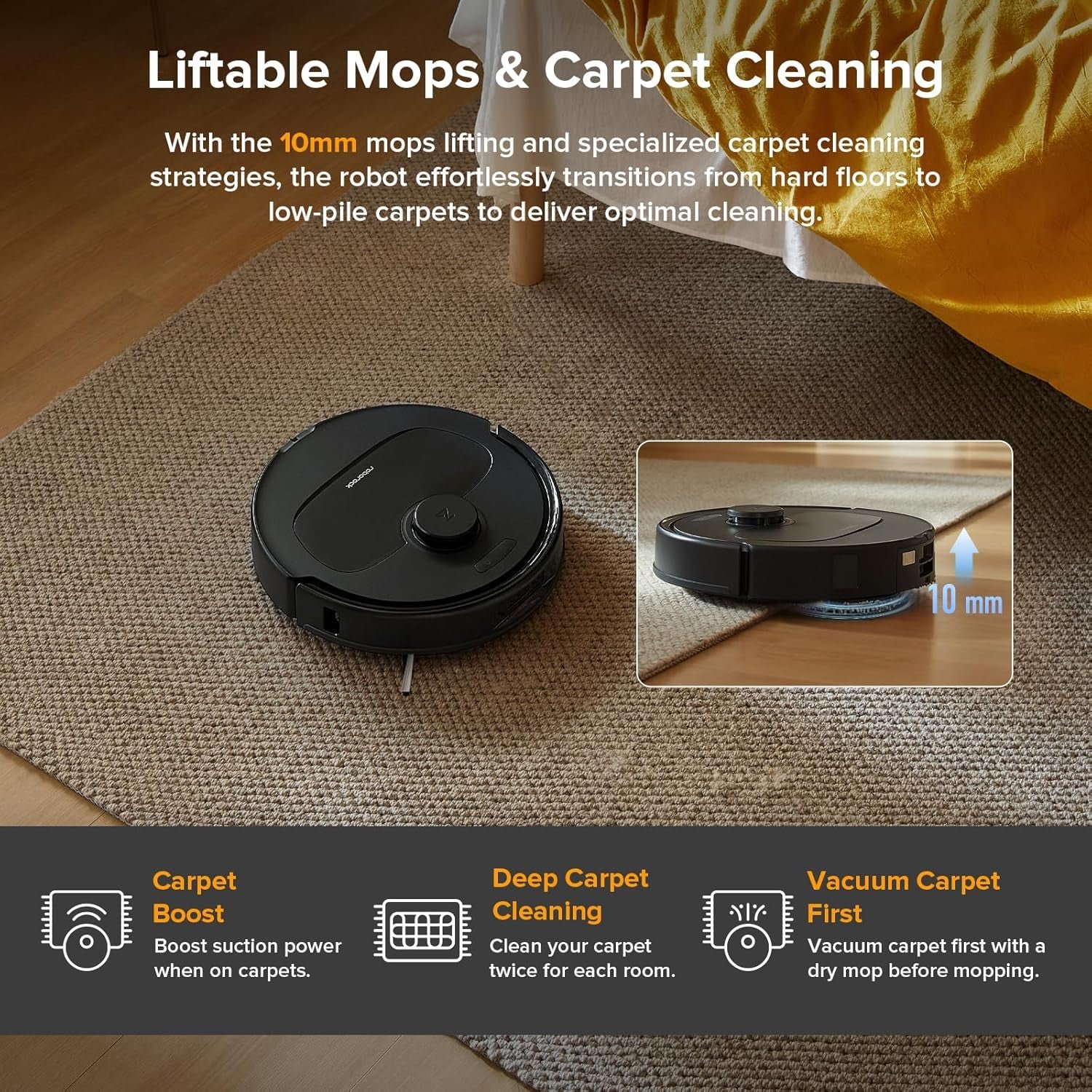 roborock Qrevo Series Robot Vacuum and Mop – 8000Pa HyperForce Suction with All-in-One Dock, Dual Spinning Mops & Reactive Tech Obstacle Avoidance – QV 35A - Image 6
