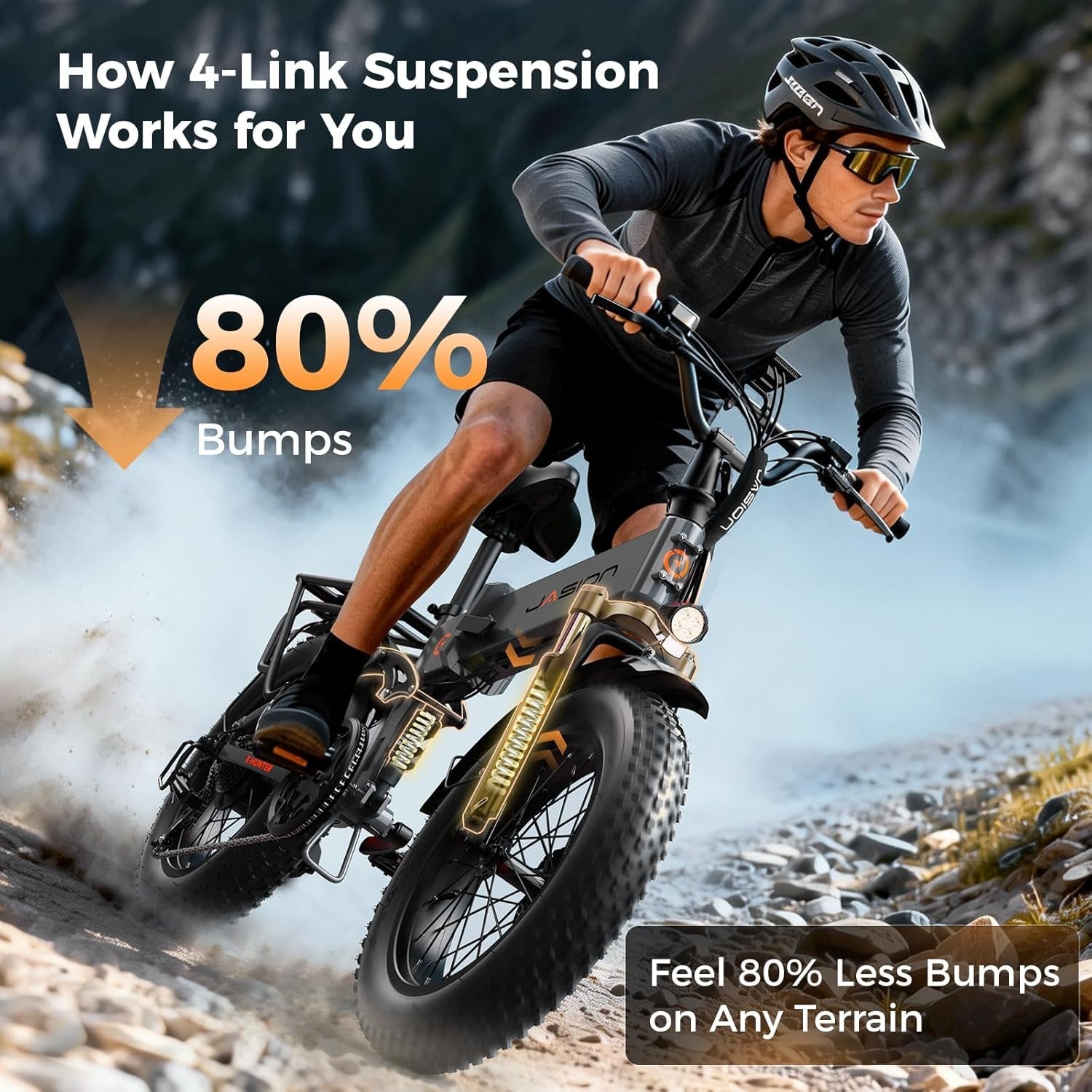Jasion X-Hunter Folding Electric Bike – 1400W Peak Motor with 48V 13Ah Battery & 70 Mile Range – X-Hunter - Image 3