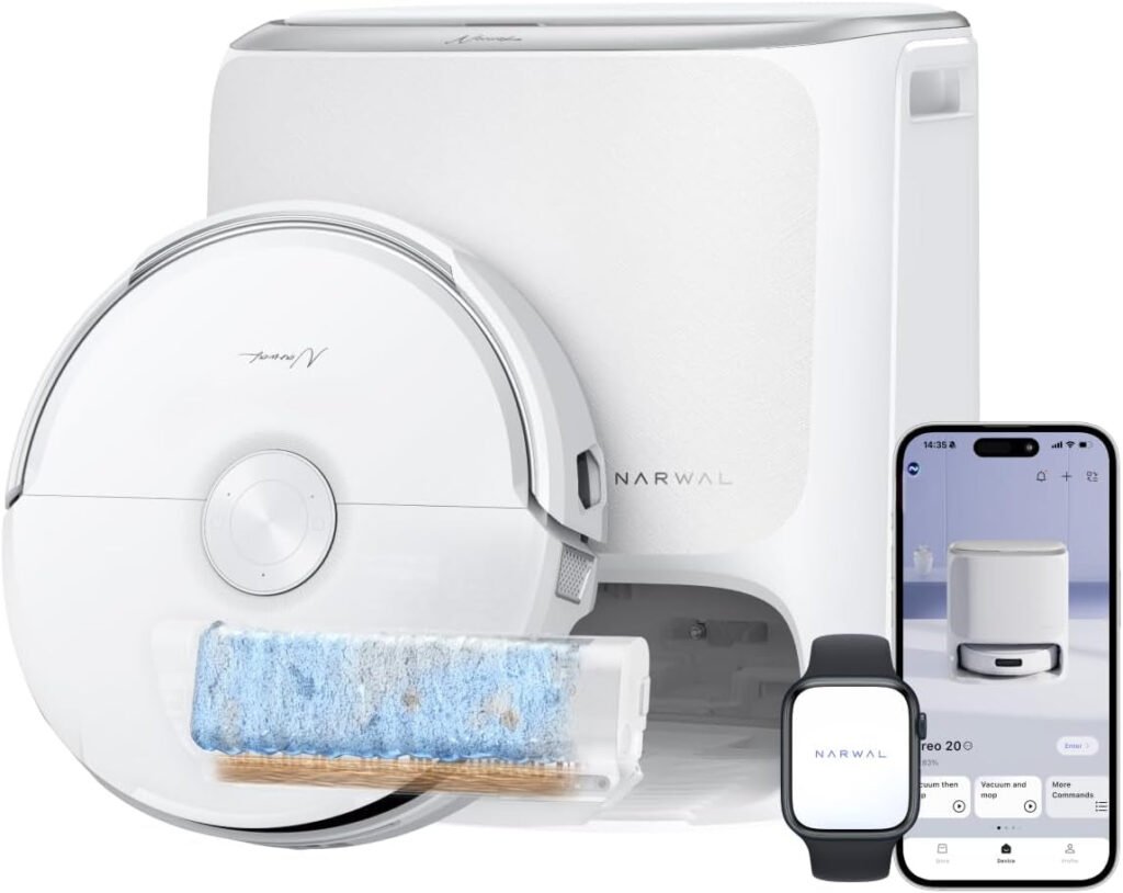 NARWAL Freo 20 Robot Vacuum and Mop – 31,000Pa Suction with FlowWash Mopping & Auto Mop Washing – YJCC040 (White)