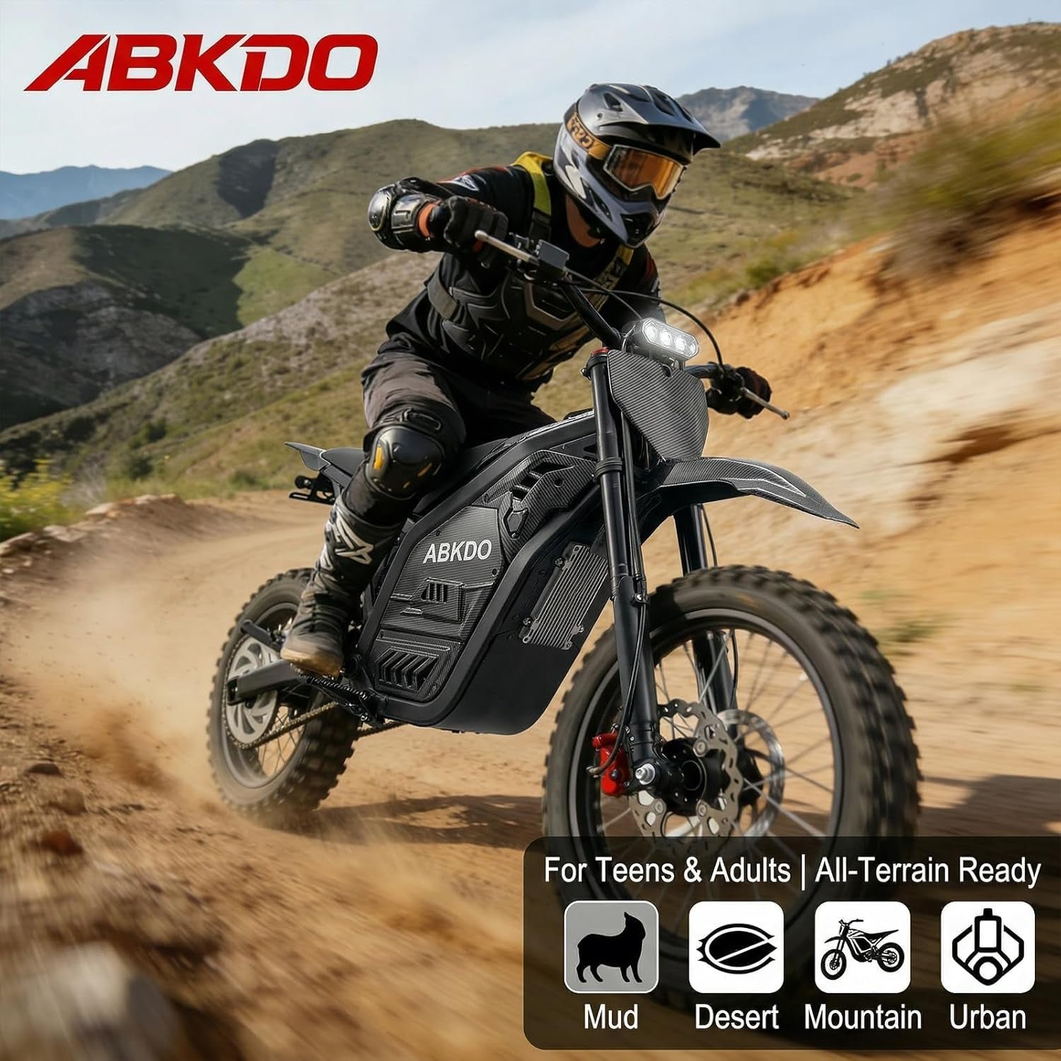 ABKDO EDB002 Electric Dirt Bike – 4000W Peak Motor with 48V 23Ah Battery & 45 MPH – EDB002 - Image 3