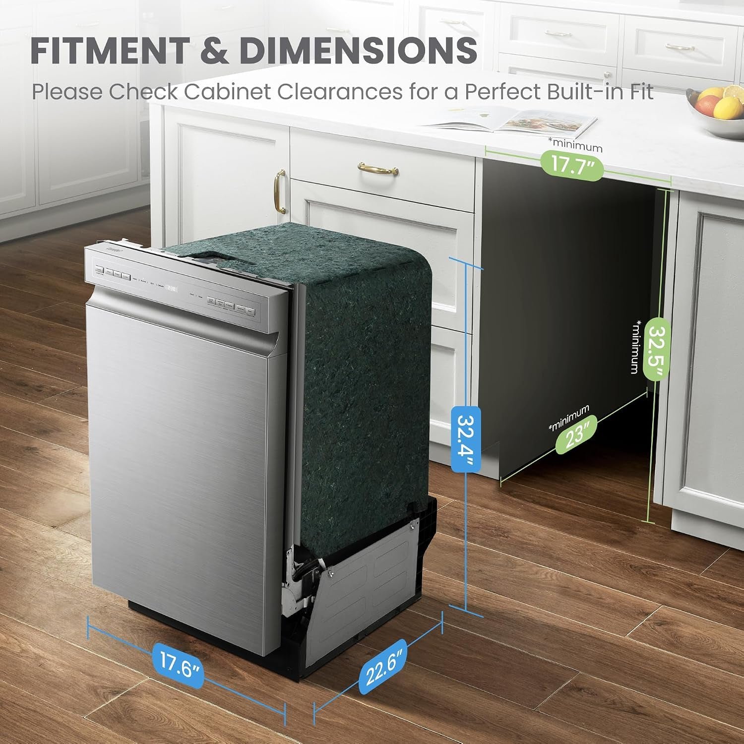 COMFEE’ 18 Inch Built-in Dishwasher – 8 Place Settings with Stainless Steel Tub, Heated Dry & Energy Star Certified – CDF18A2BST - Image 3