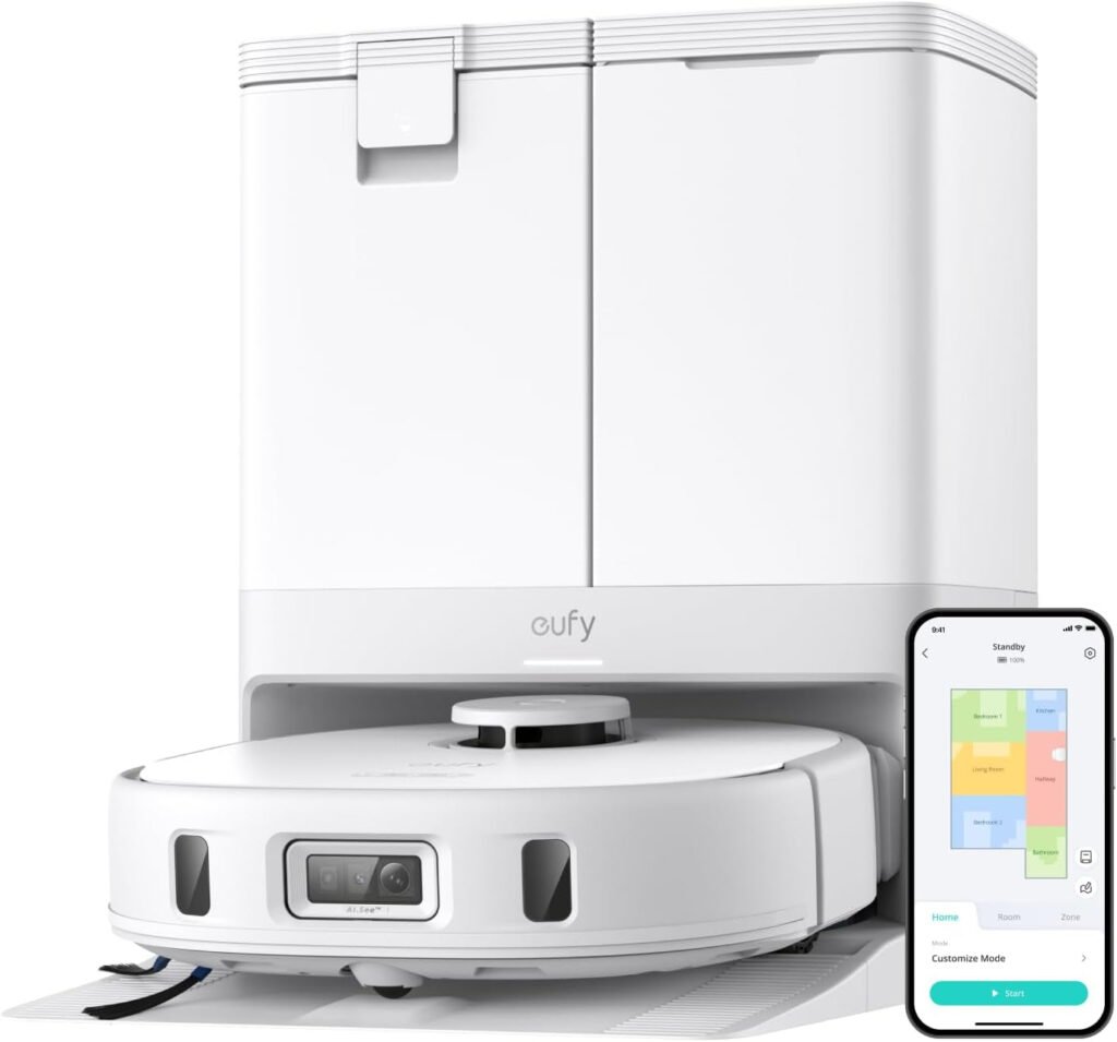 eufy X10 Pro Omni Robot Vacuum and Mop – 8,000Pa Suction with Auto Mop Washing & Self-Emptying Station – T2351