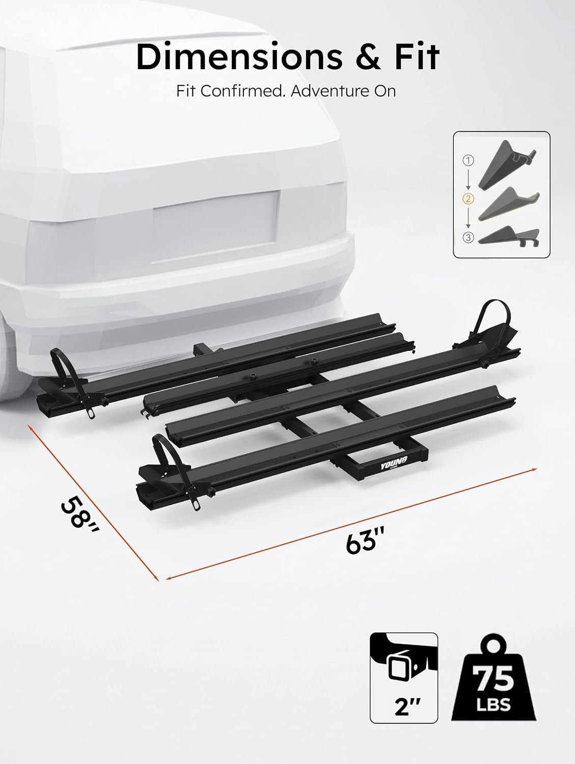 Young Electric Hitch Mount Trike Rack – 200 lb Capacity with 3 Ramps & 2″ Receiver – 10104209 - Image 8