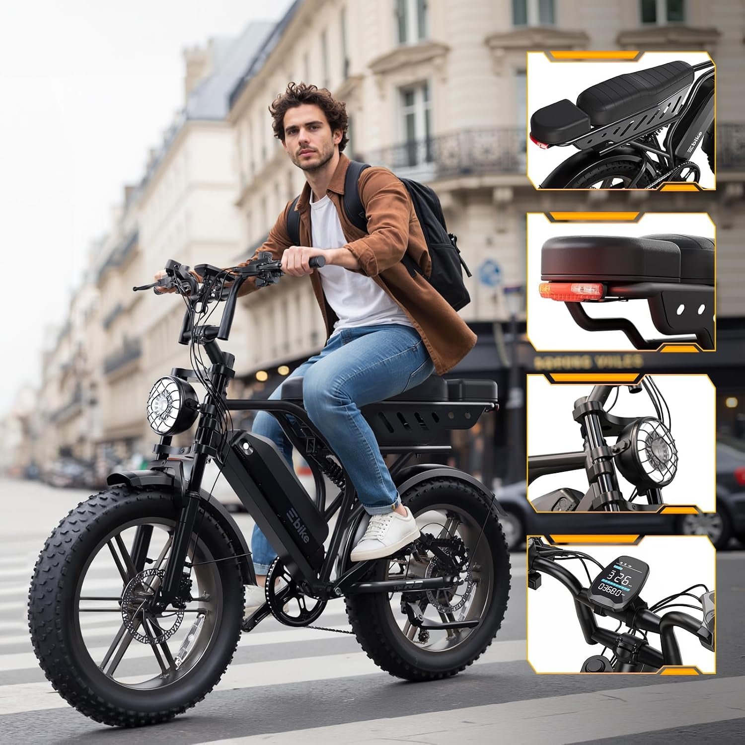 TS TST GRP LLC R9 Electric Bike – 1500W Peak Motor with 48V 15Ah Battery & Dual Seats – R9 - Image 7