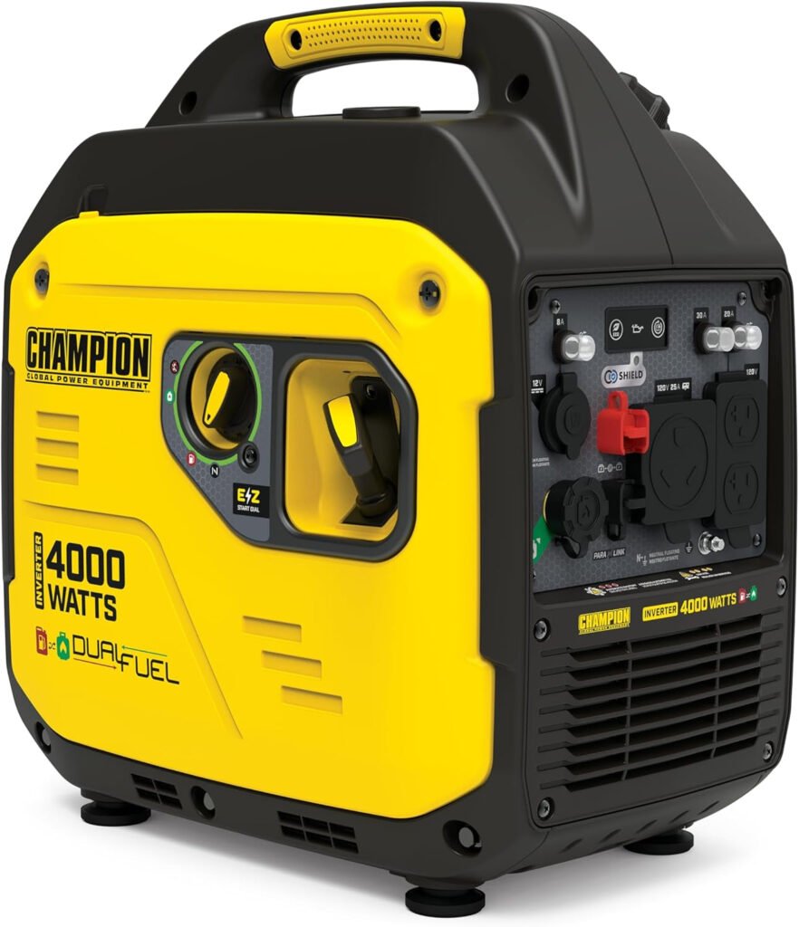 Champion 4000W Dual Fuel RV Ready Portable Inverter Generator – CO Shield & Ultra-Quiet 64 dBA – 201050