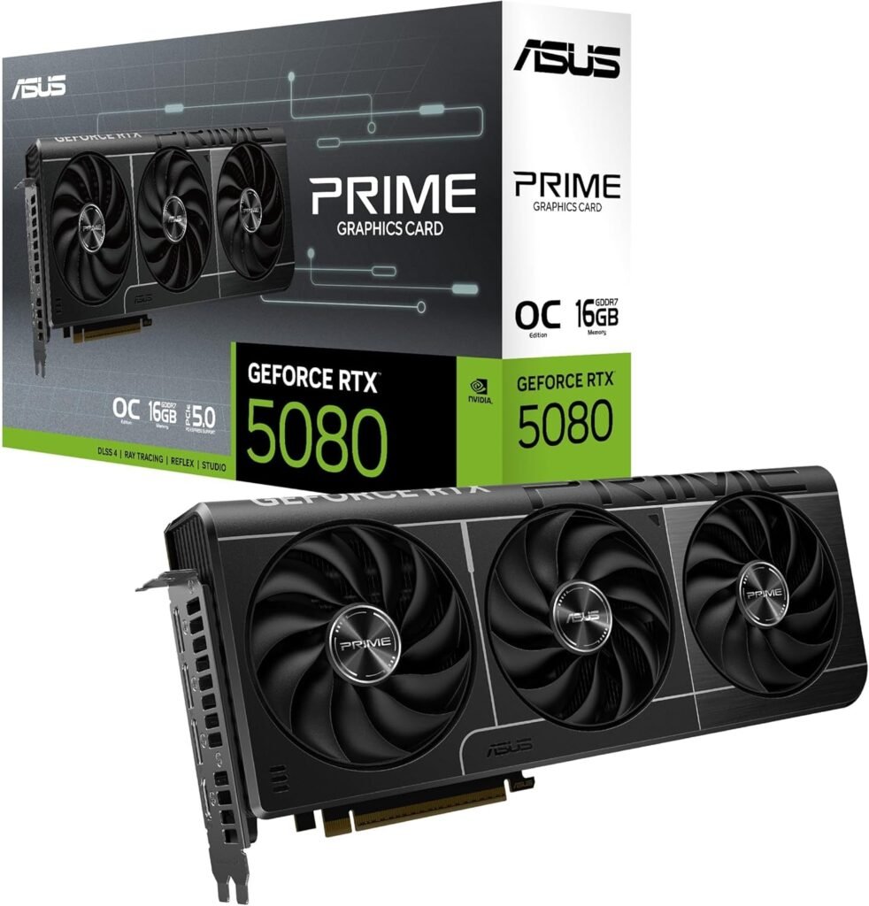 ASUS Prime GeForce RTX 5080 EVO OC Edition Graphics Card – 16GB GDDR7 with SFF-Ready Design & Axial-Tech Fans – PRIME-RTX5080-O16G-EVO