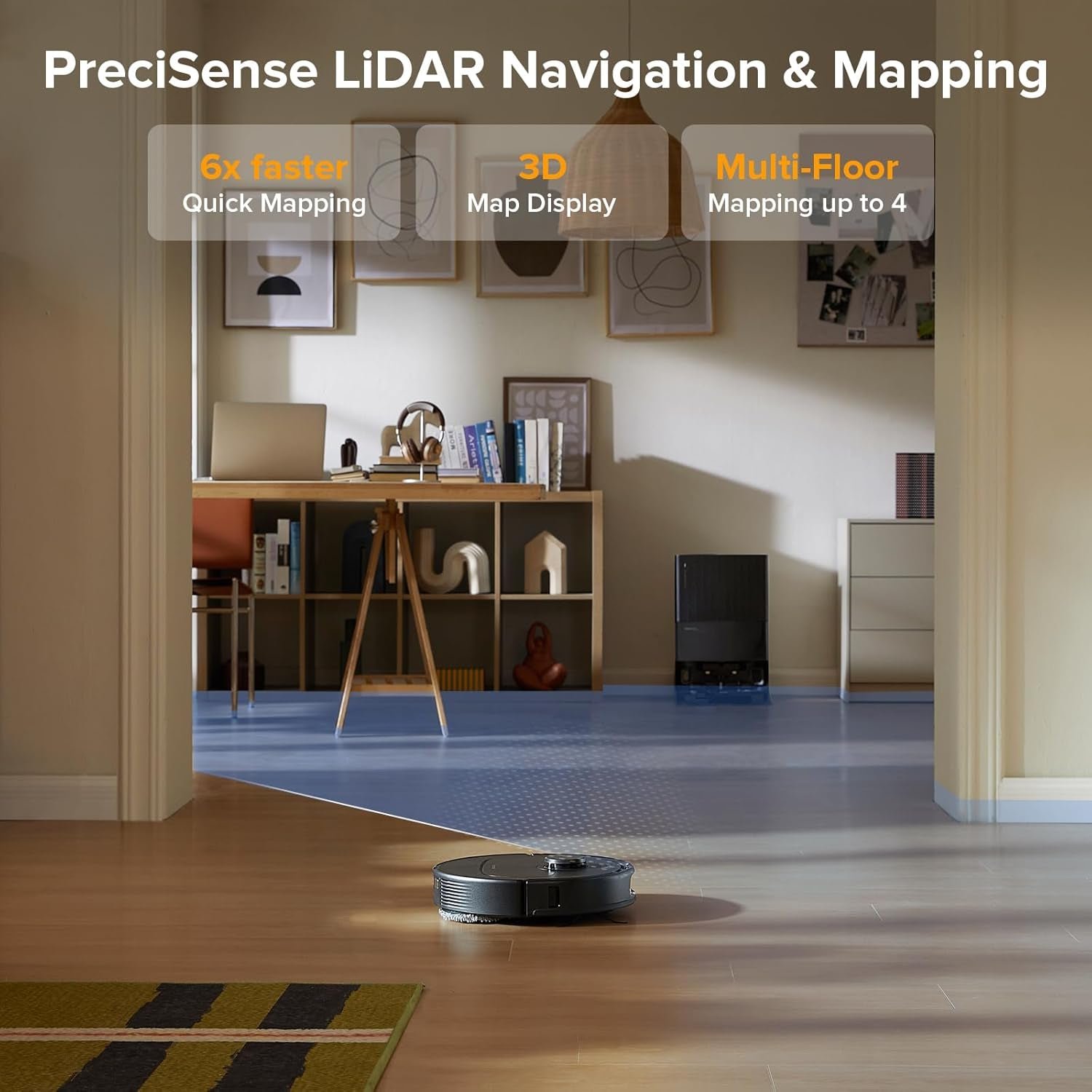 roborock Qrevo Series Robot Vacuum and Mop – 8000Pa HyperForce Suction with All-in-One Dock, Dual Spinning Mops & Reactive Tech Obstacle Avoidance – QV 35A - Image 8