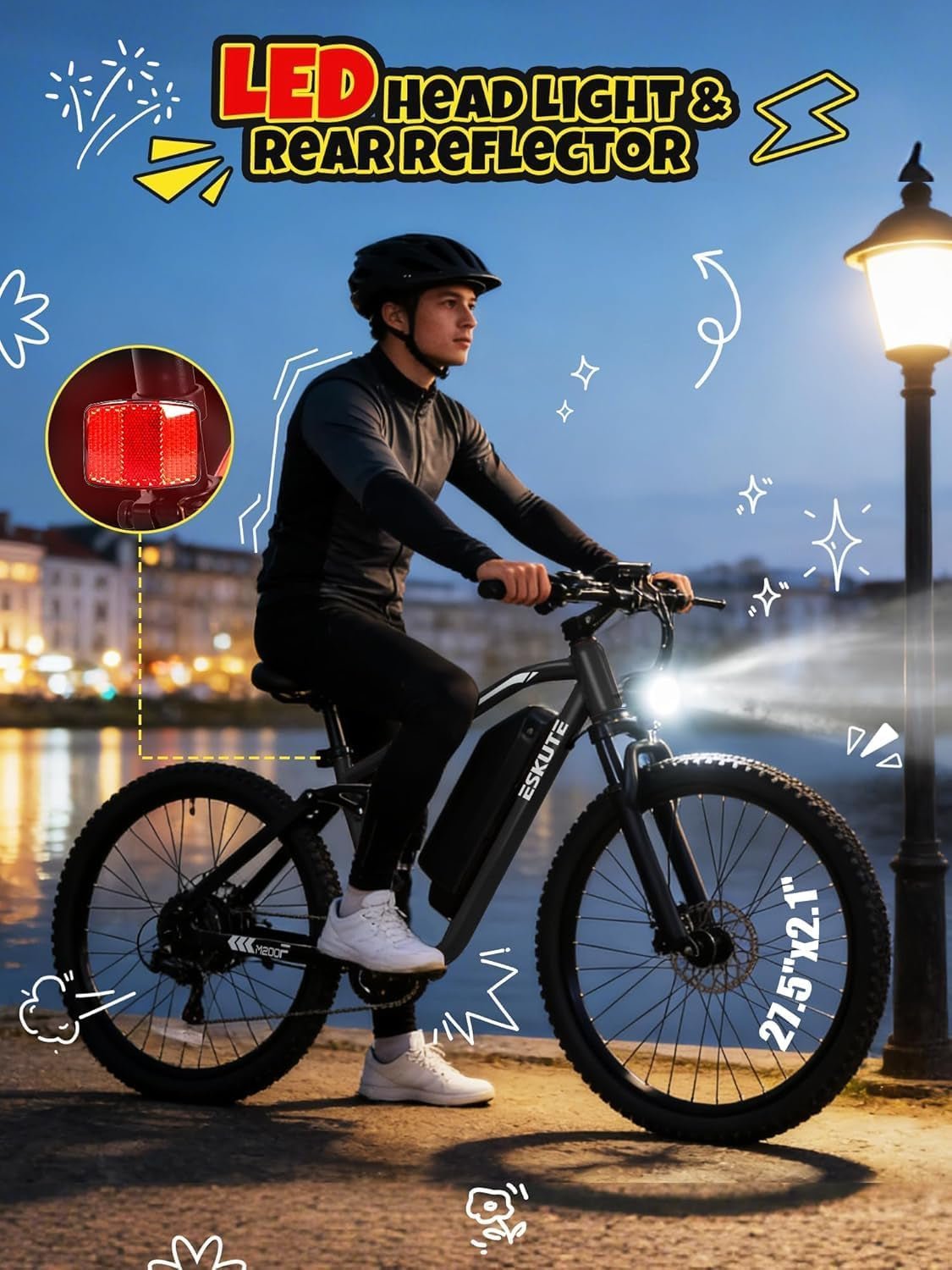 ESKUTE M200F Electric Bike – 1500W Peak Motor with 48V 20.8Ah Battery & 80 Mile Range – M200F - Image 6