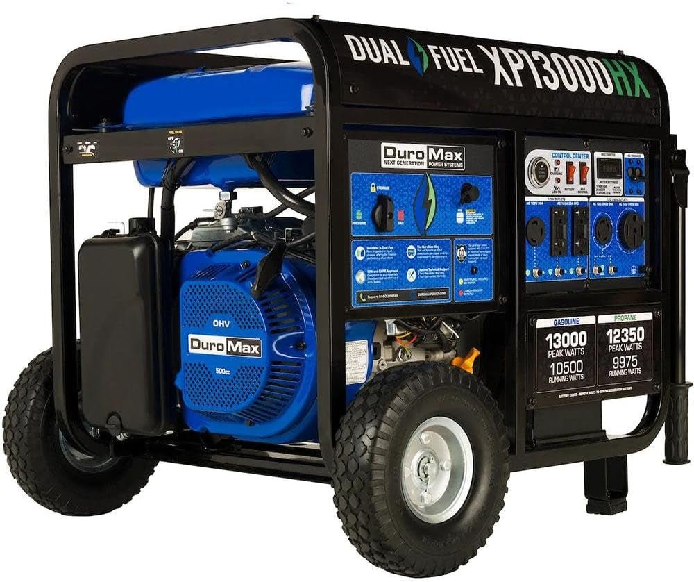 DuroMax XP13000HX Dual Fuel Portable Generator – 13000 Peak Watts with CO Alert & Electric Start – XP13000HX