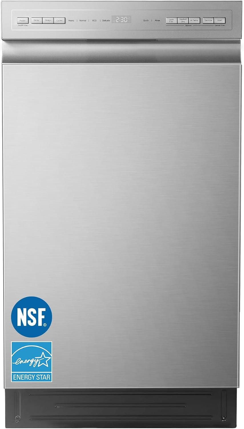 COMFEE’ 18 Inch Built-in Dishwasher – 8 Place Settings with Stainless Steel Tub, Heated Dry & Energy Star Certified – CDF18A2BST