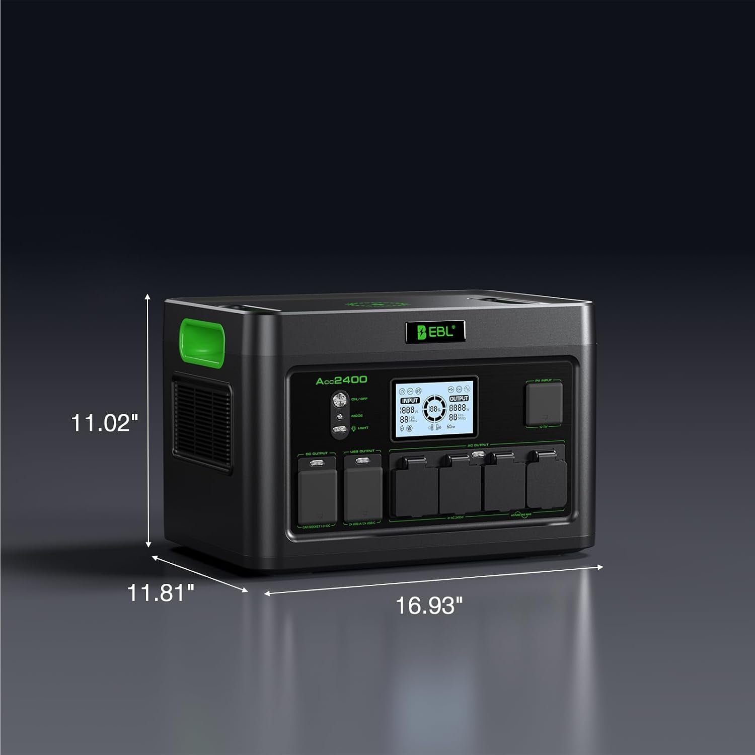 EBL Acc2400 Portable Power Station – 1843.2Wh LiFePO4 with 2400W Output & 12 Charging Ports – Acc2400 - Image 9