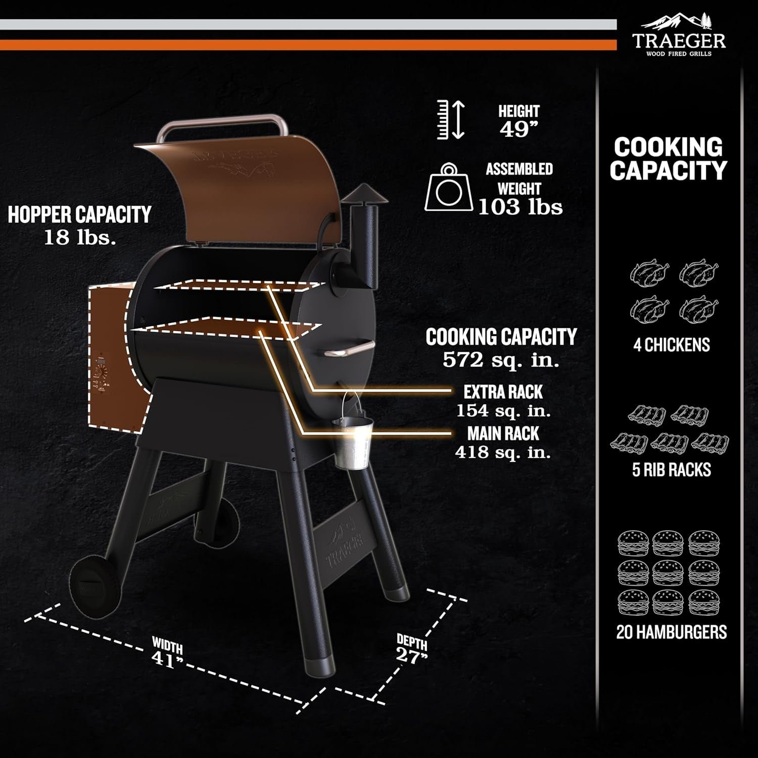 Traeger Pro 22 Wood Pellet Grill & Smoker – 6-in-1 BBQ with 572 Sq In Cooking Area & Digital Pro Controller – TFB57PZBO - Image 2