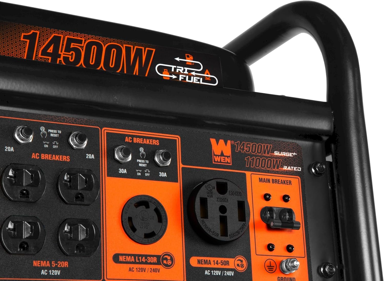 WEN TF-1450X Tri-Fuel Generator – 14,500W Gas/12,500W Propane/10,500W NG with Electric Start & CO Watchdog – TF-1450X - Image 4