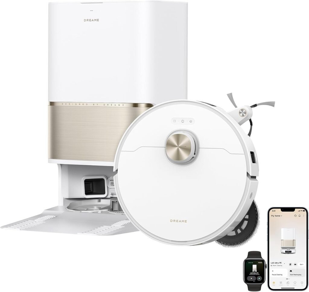 Dreame L60 Ultra PE Robot Vacuum and Mop – 30000Pa Suction with ThermoHub Self-Cleaning & 220+ Object Recognition – RLL88HE (White)