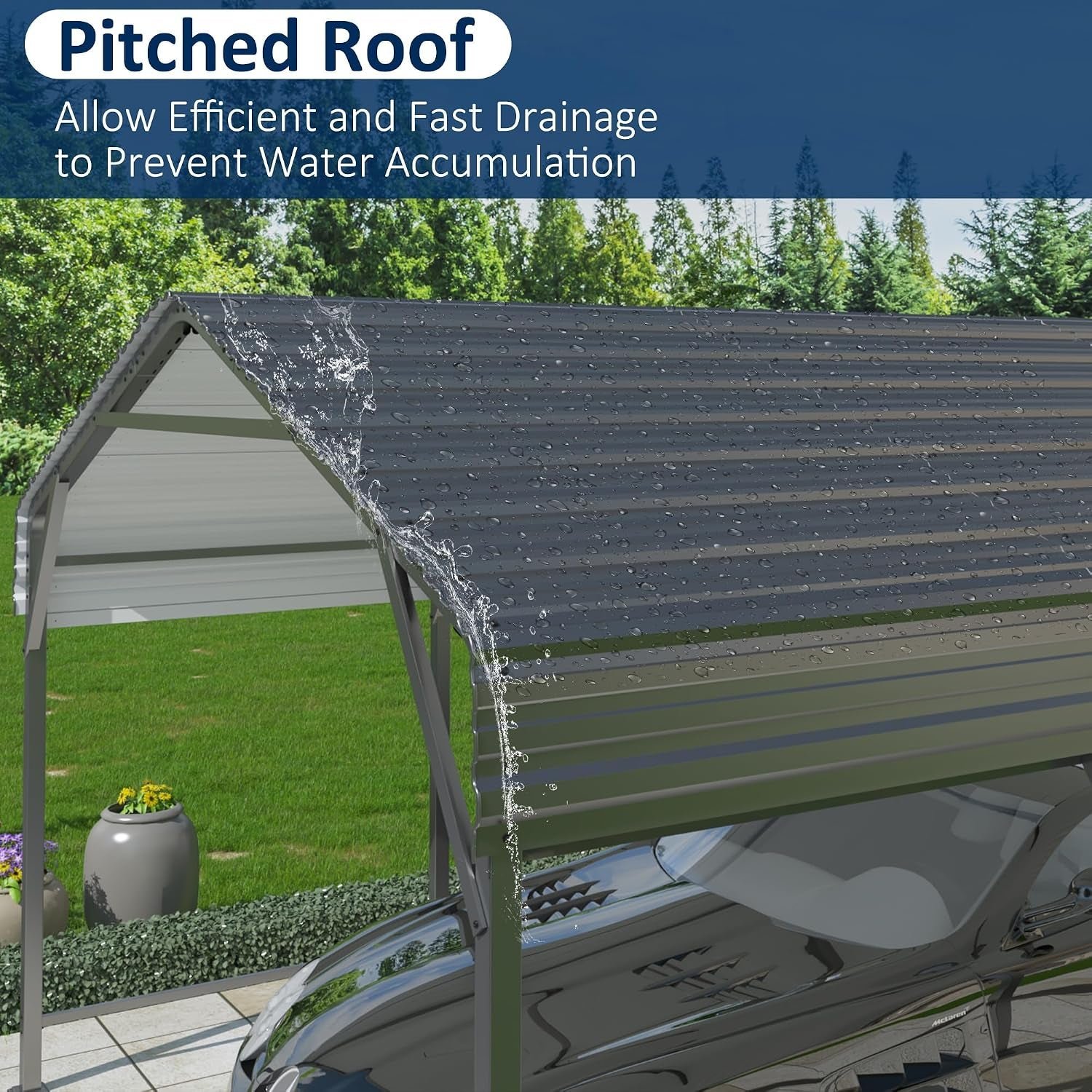 AirWire 20×40 FT Heavy Duty Metal Carport Shelter – Reinforced Steel Garage for Truck, Boat, Tractor & Outdoor Events - Image 6