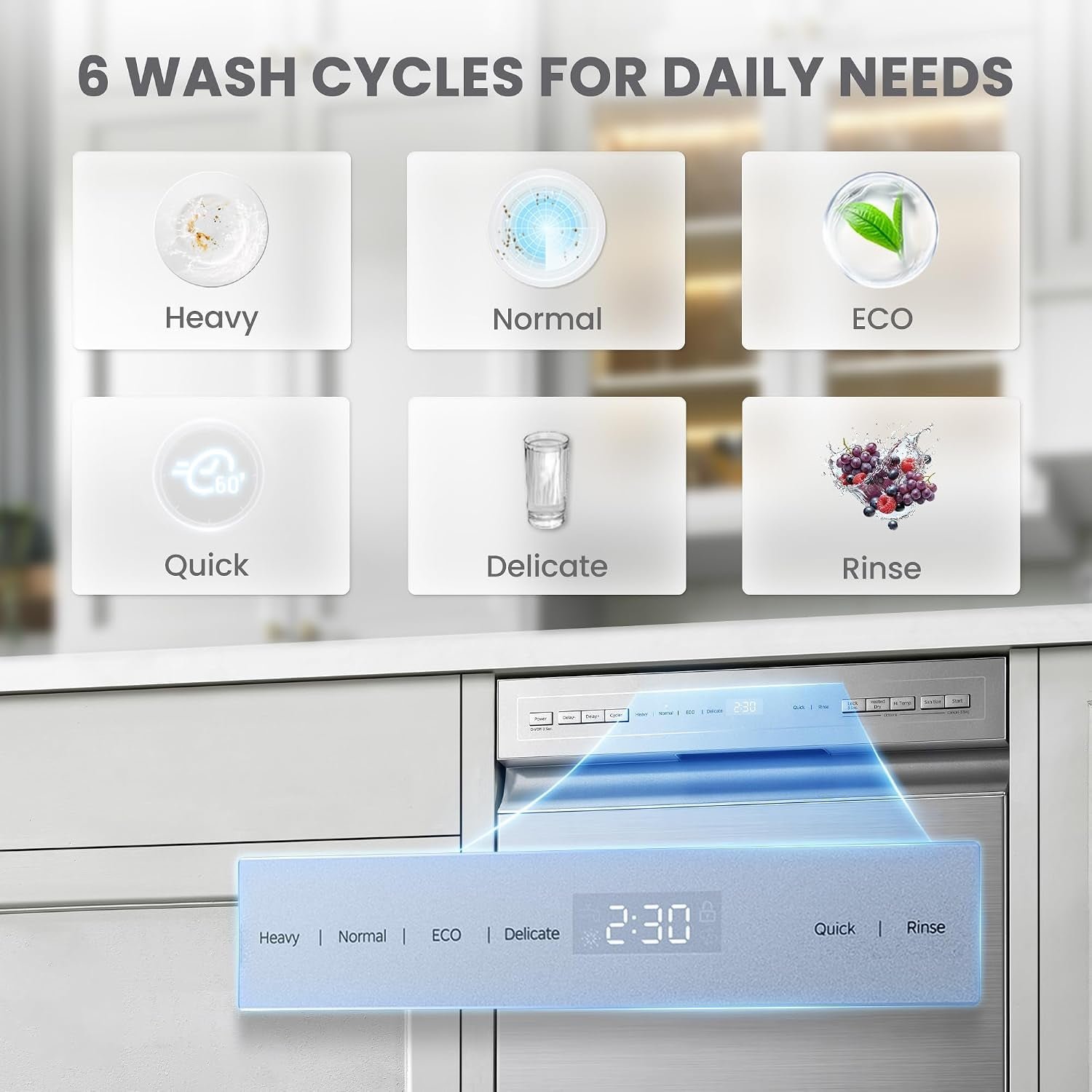 COMFEE’ 18 Inch Built-in Dishwasher – 8 Place Settings with Stainless Steel Tub, Heated Dry & Energy Star Certified – CDF18A2BST - Image 6