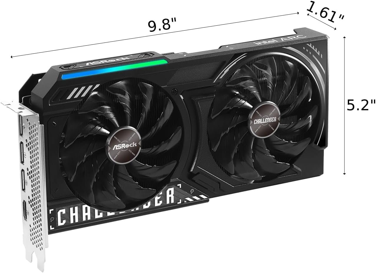 ASRock Intel Arc B580 Challenger 12GB OC Graphics Card – 2740 MHz Boost with Dual Fan Cooling & 0dB Silent Operation – B580 CL 12GO - Image 2