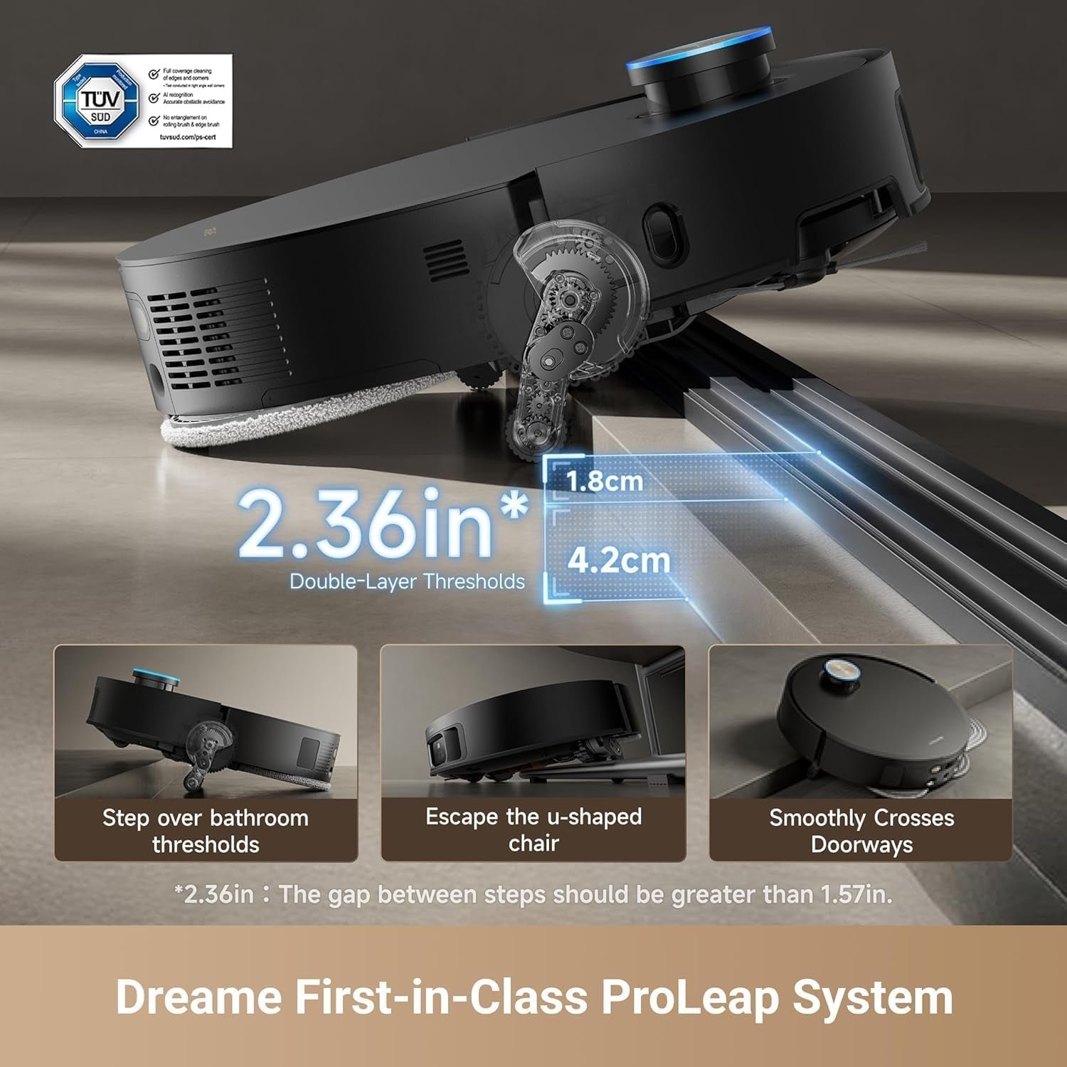 Dreame X50 Ultra Robot Vacuum and Mop – 20,000Pa Vormax Suction with 2.36in ProLeap System & VersaLift Navigation – RLX85CE (Black) - Image 2